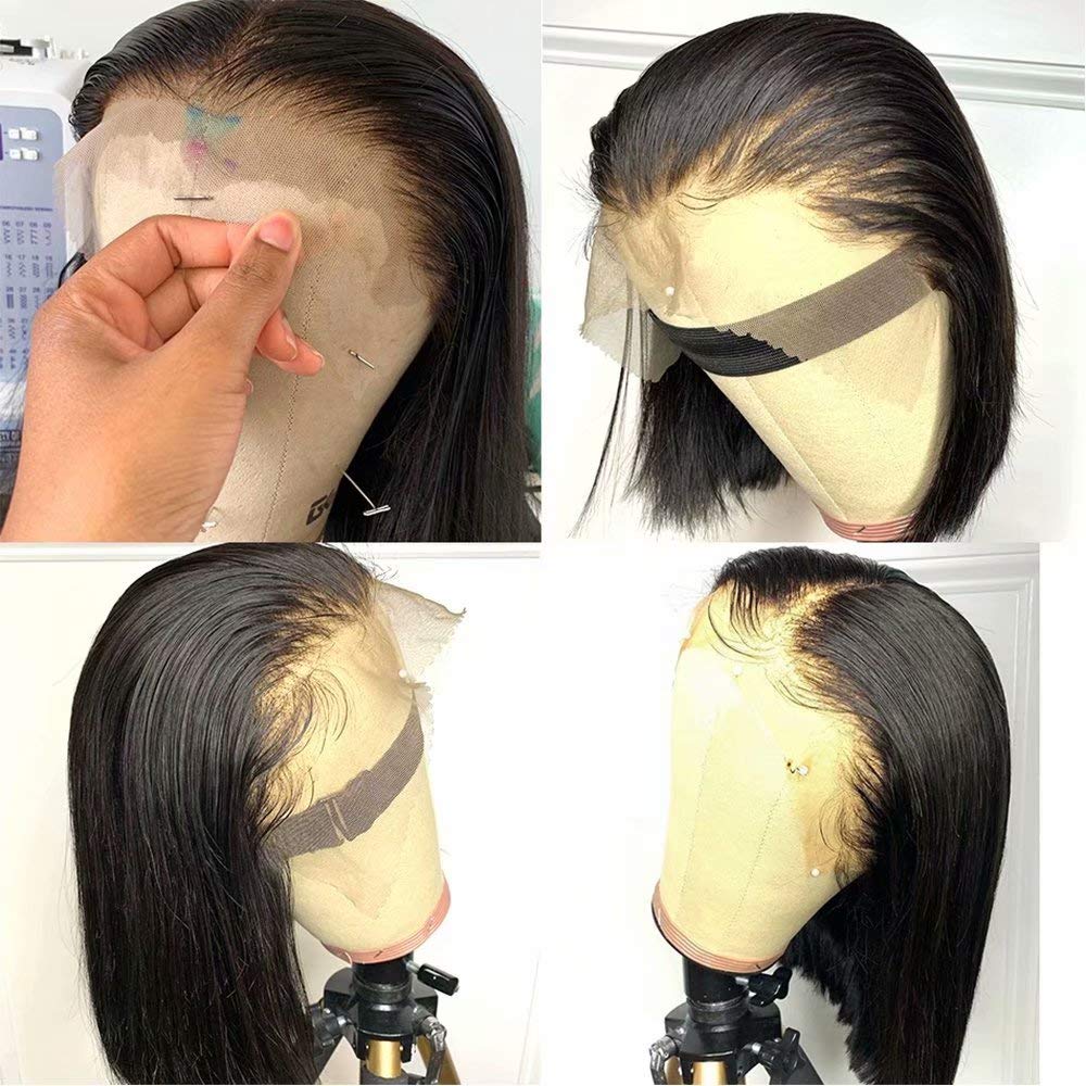 HD Transparent Lace Short Bob Human Hair Wigs - Pre Plucked 13x4 Lace Front Wig with 150% Density Brazilian Remy Hair - Natural Color 10 Inch Bob Cut for Women | Perfect for Daily Wear, Cosplay & Special Occasions
