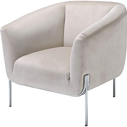 Acme Furniture Carlson Modern Accent Chair - Beige Velvet Upholstery with Chrome Legs | Living Room, Bedroom & Office Seating