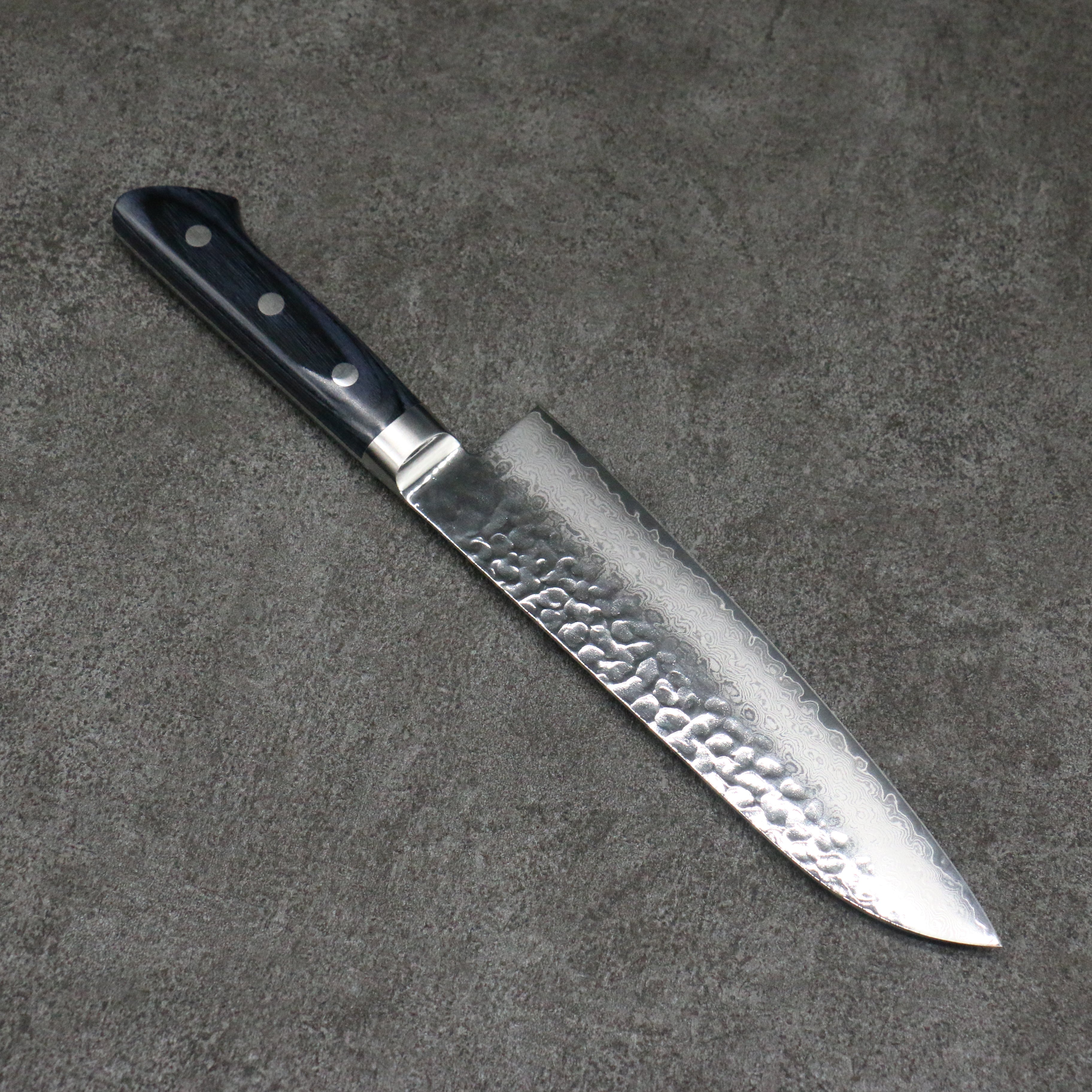 Premium Seisuke Seiun VG10 33-Layer Damascus Santoku Knife 180mm - Navy Blue Pakkawood Handle with Protective Sheath - Ideal for Sushi, Vegetables & Meat Slicing