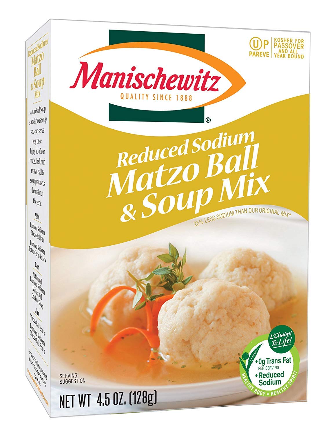 Manischewitz Low-Sodium Matzo Ball Soup Mix - 4.5 oz Pack of 12 | Traditional Jewish Comfort Food for Passover, Holidays & Family Gatherings | Quick & Easy Meal Solution