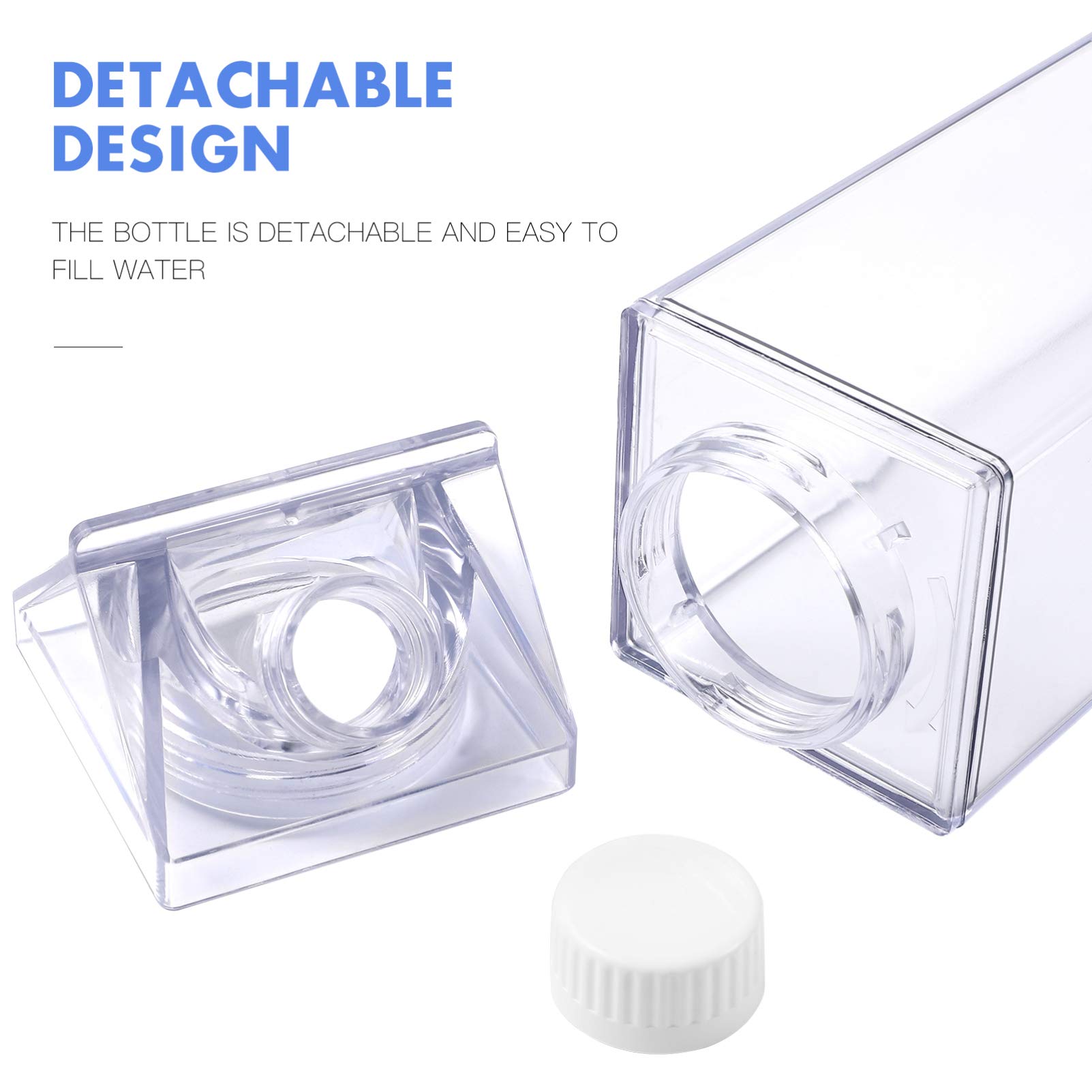 Cabilock 2-Pack Clear Square Drink Containers for Fridge - BPA-Free Leak Proof Water Bottles for Women, Juice Storage, Sports & Travel - Kawaii Aesthetic Portable Carton Design for Office, Gym & Outdoor Activities