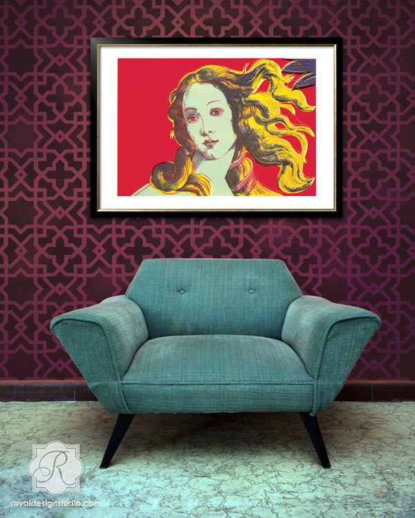 Tangier Lattice Moroccan Wall Stencil - DIY Home Decor for Living Room, Bedroom & Nursery - Arabic Geometric Pattern Painting Template for Walls & Furniture