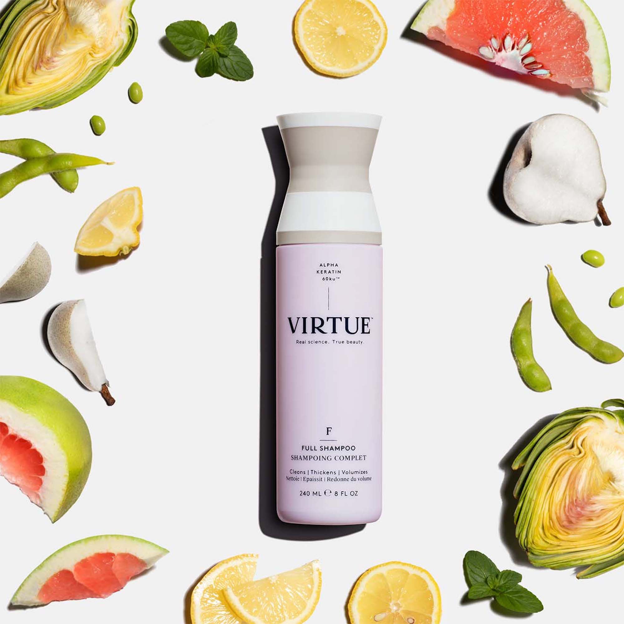 Virtue Full Shampoo for Thick & Voluminous Hair - Sulfate-Free Hair Growth Shampoo with Biotin & Keratin - Perfect for Daily Use at Home, Salon, or Travel