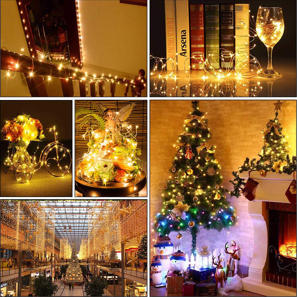 16 Pack 10 ft Battery Operated LED Fairy Lights with Mason Jars - Warm White Silver Wire String Lights for Wedding Centerpieces, Christmas Decorations, Bedroom & Garden Lighting - Indoor/Outdoor Use