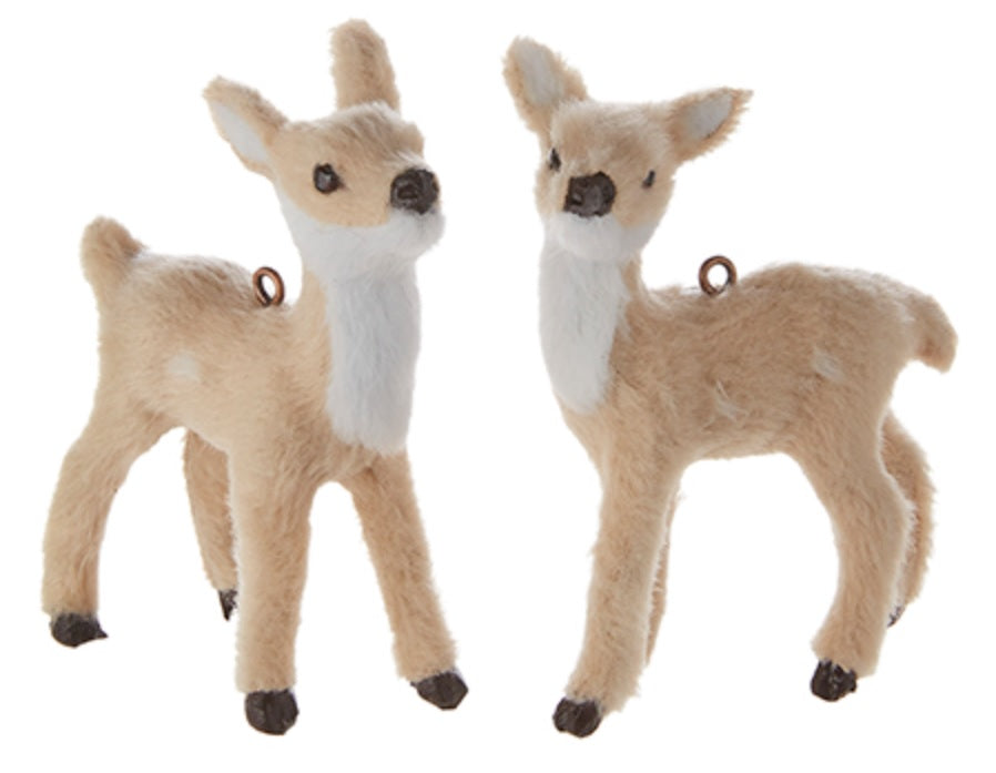 3 Pack Woodland Wonder Fawn Christmas Ornaments - Handmade Deer Figurines for Holiday Tree Decor, Gift Wrapping & Winter Wonderland Displays