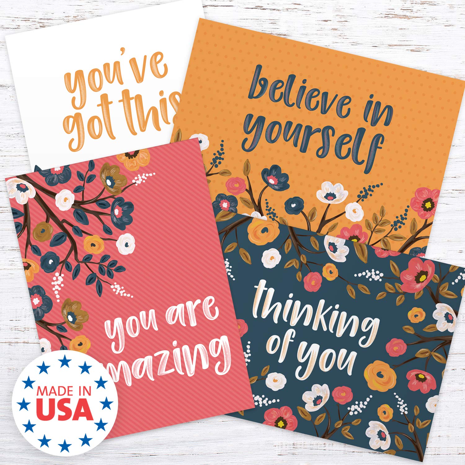 12 Uplifting Encouraging Painted Blossoms Greeting Cards with White Envelopes | 5