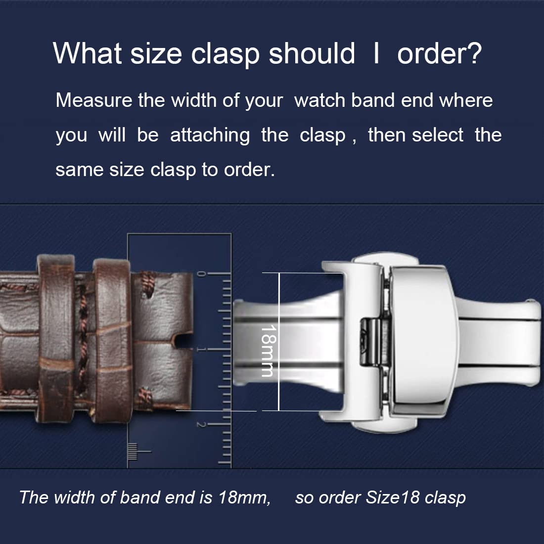 Stainless Steel Butterfly Deployment Watch Clasp Replacement for Leather Watch Bands - Secure & Adjustable Buckle for Men & Women - Perfect for Dress Watches, Casual & Formal Wear