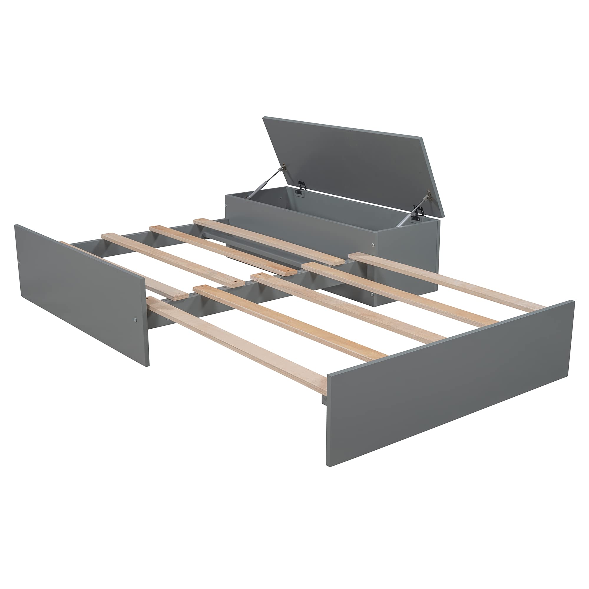 Twin Size Loft Bed with Convertible Lower Bed - Wooden L-Shaped Bunk Bed Frame with Storage Drawer & Shelf - Separates into Loft Bed or Platform Bed (Grey & Wood Finish) - Perfect for Kids' Rooms, Small Apartments & Space-Saving Bedroom Solutions