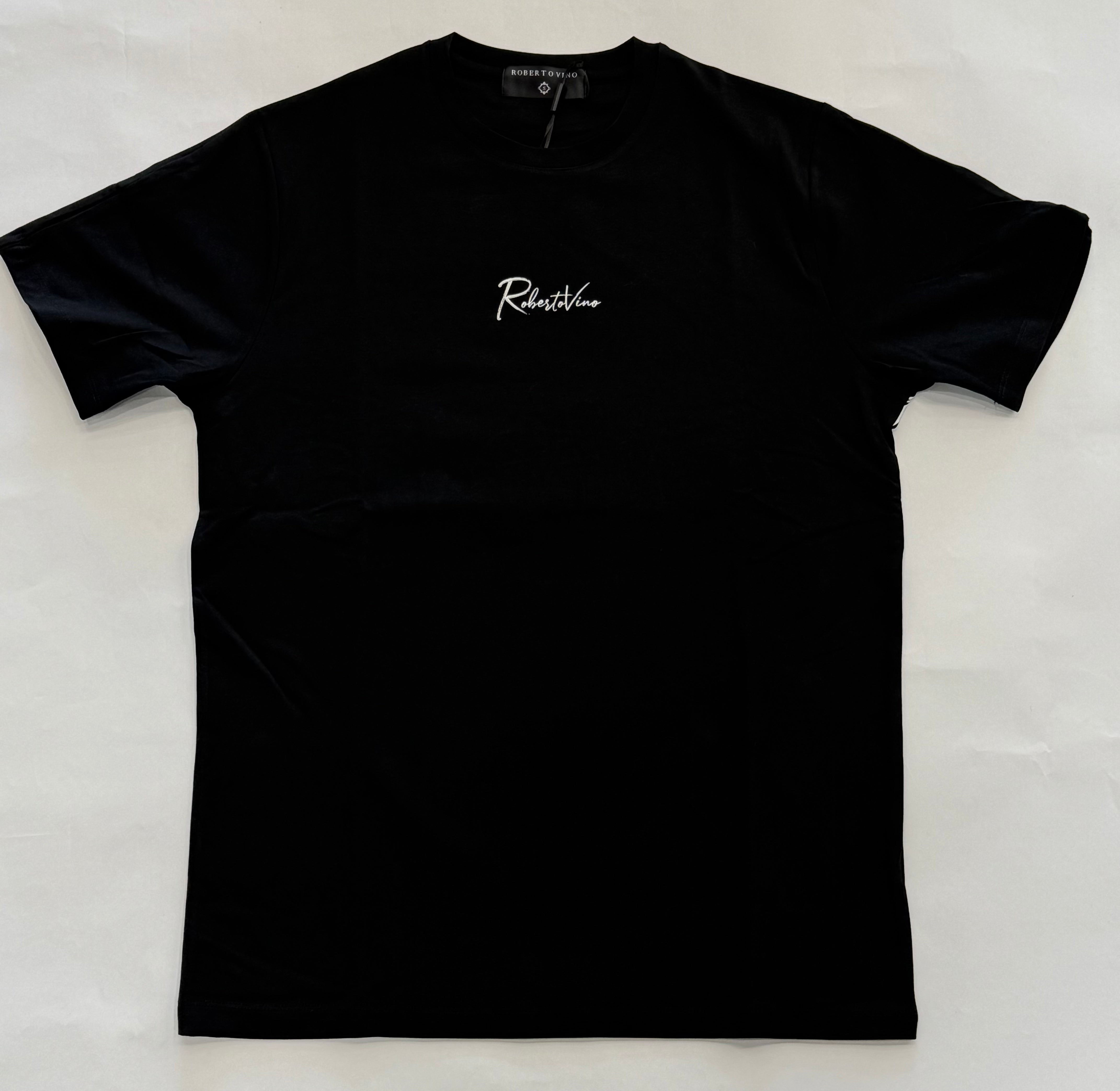 ROBERTO VINO Milano Writing Tee Black - Premium Cotton T-Shirt with Stylish Print - Perfect for Casual Wear, Street Fashion & Everyday Outfits