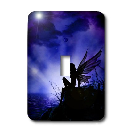3dRose Fairy Silhouette Against Purple Sky - Single Toggle Light Switch Plate Cover - Perfect for Bedroom, Nursery & Fantasy Home Decor