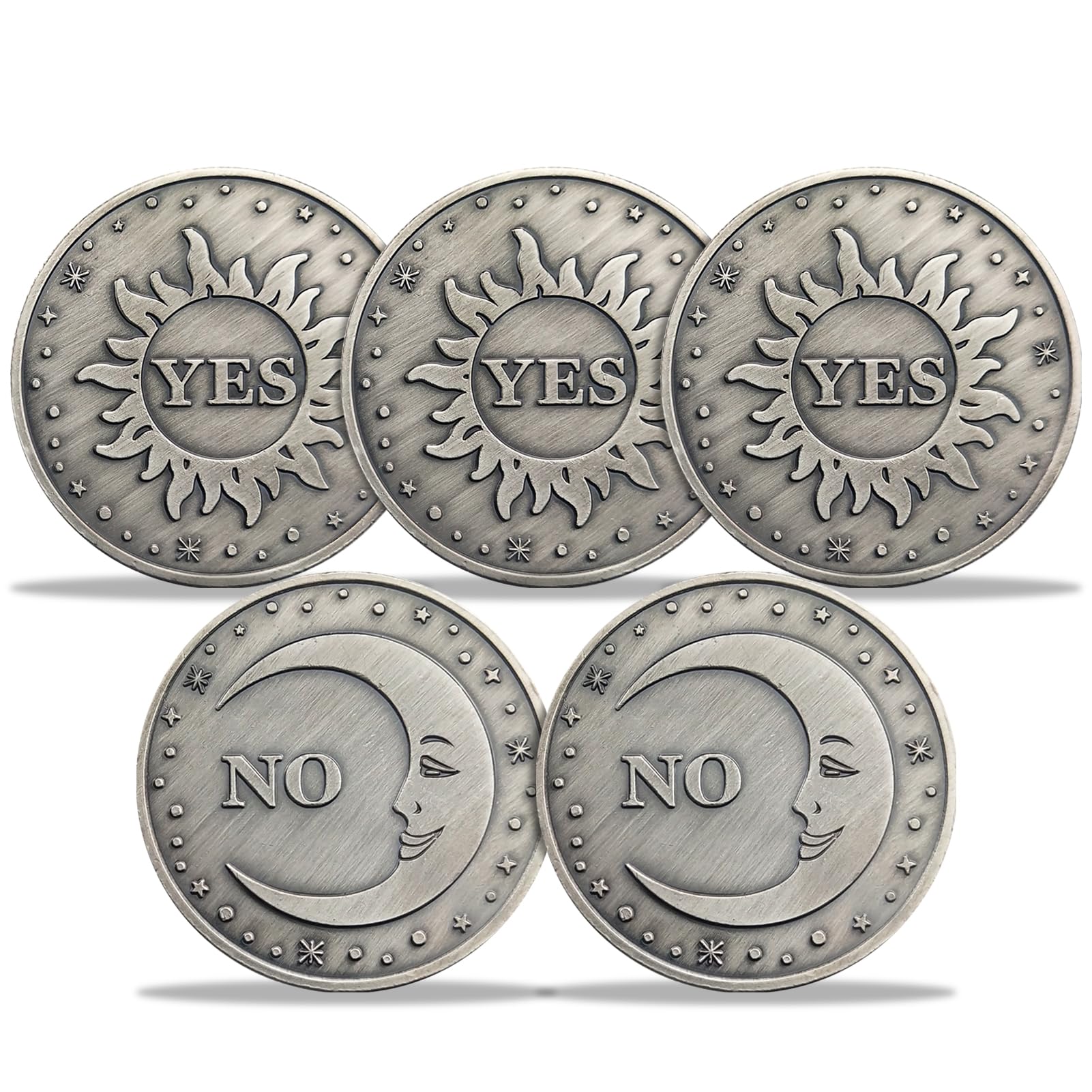5 Pcs Yes No Decision Coin - Sun and Moon Double Sided Challenge Coin for Divination, Games, and Decision Making - Perfect for Fortune Telling, Party Games, and Meditation Guidance