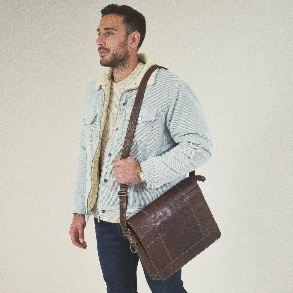 Jack Georges Voyager Full Size Messenger Bag for Men - Durable Leather Crossbody Bag for Work, Travel & Everyday Use - Stylish Laptop Briefcase with Adjustable Strap