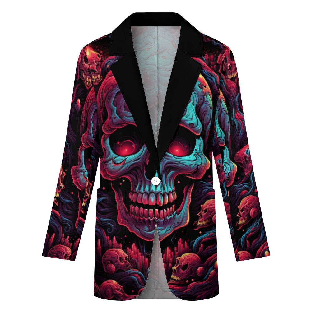 Stylish Colorful Skull Print Casual Blazer for Men | Trendy Gothic Fashion Jacket | Perfect for Parties, Concerts & Halloween Costumes