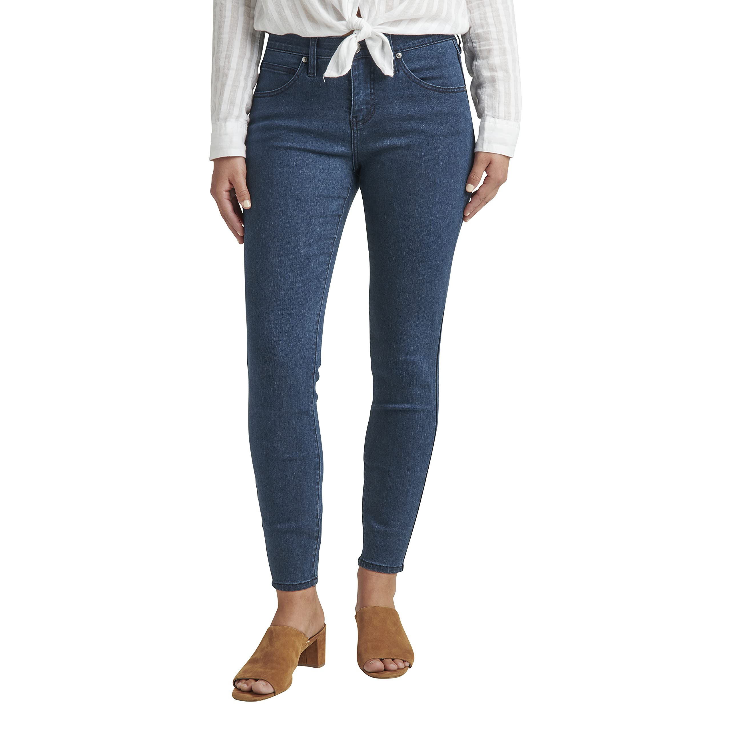 JAG Jeans Women's Petite Cecilia Mid Rise Skinny Jeans - Slim Fit Stretch Denim Pants for Work & Casual Wear