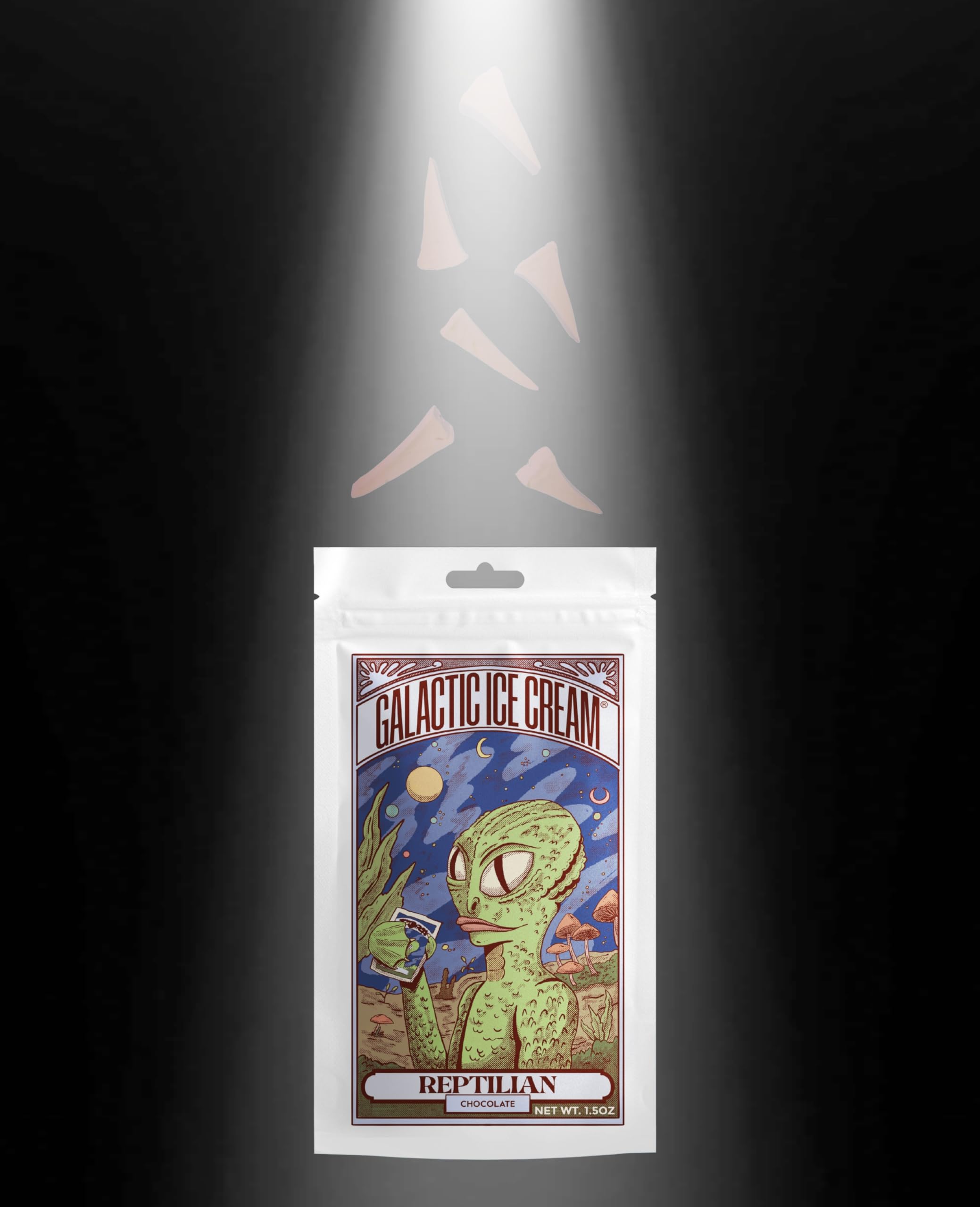 Freeze Dried Ice Cream - Gourmet Artisan Crafted Space Food in Vanilla, Chocolate, Strawberry, Cookie Dough & Salted Caramel Flavors - Simple Ingredients - Galactic Freeze Dried Dessert for Camping, Hiking, Space Enthusiasts & Emergency Food Storage (Reptilian Chocolate)