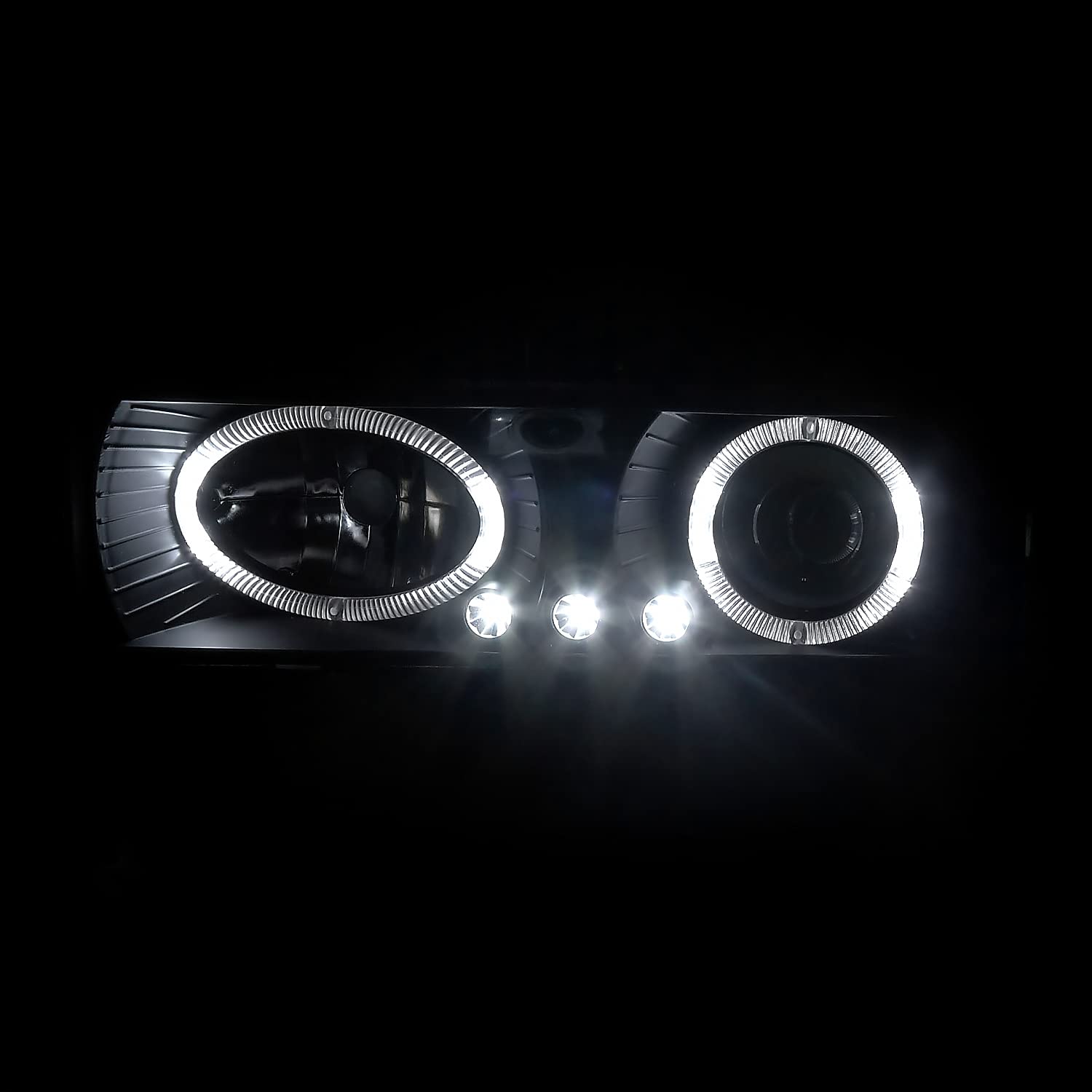 Spec-D Tuning Chrome Halo LED Projector Headlights & Fog Lamps - Compatible with Chevy Suburban & Tahoe (Left+Right Pair) | Durable Headlight Assembly for Night Driving & Off-Road Adventures