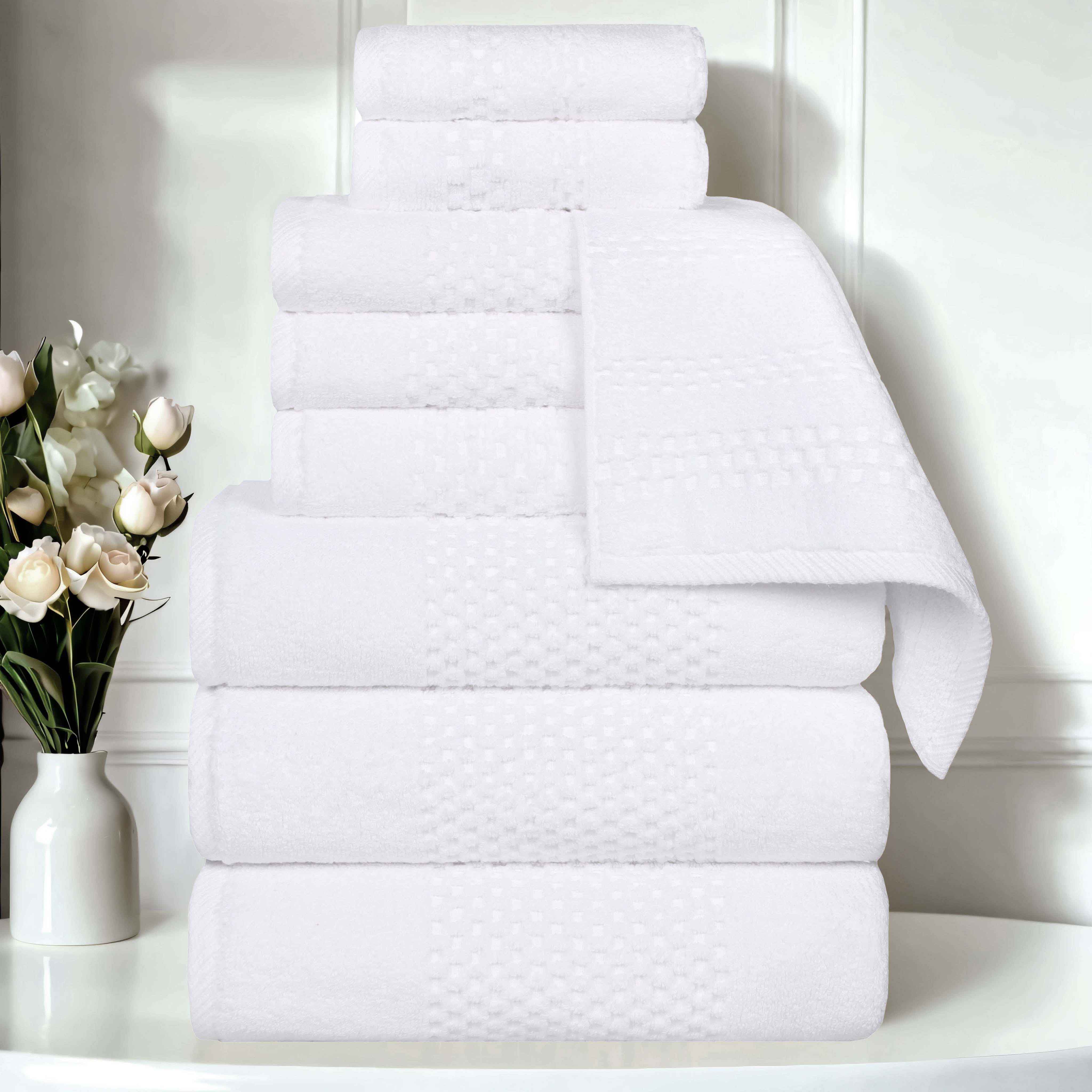 Playa Zero Twist Cotton Solid Waffle Textured 9-Piece Towel Set | Ultra Soft & Absorbent Bath Towels | Perfect for Spa, Beach & Luxury Bathroom Decor