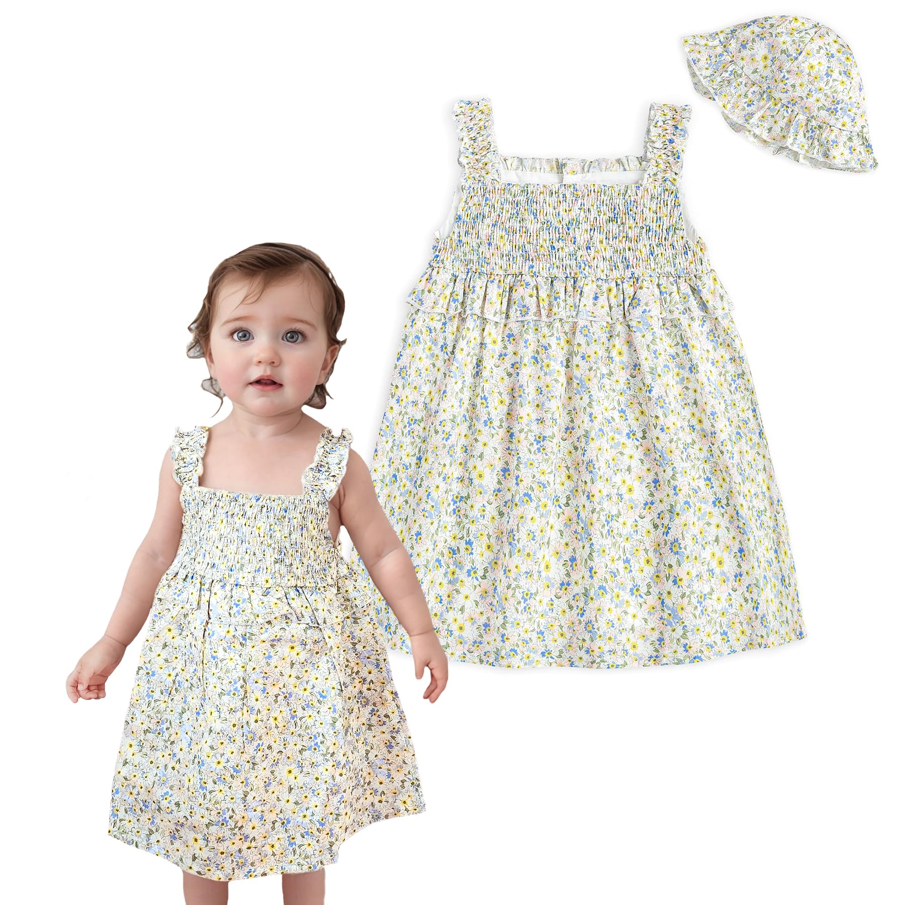 Simplee Kids Spaghetti Strap Dress for Toddler Girls - Floral Sleeveless Summer Dress for Ages 2-9 Years | Perfect for Beach, Birthday Parties & Outdoor Play
