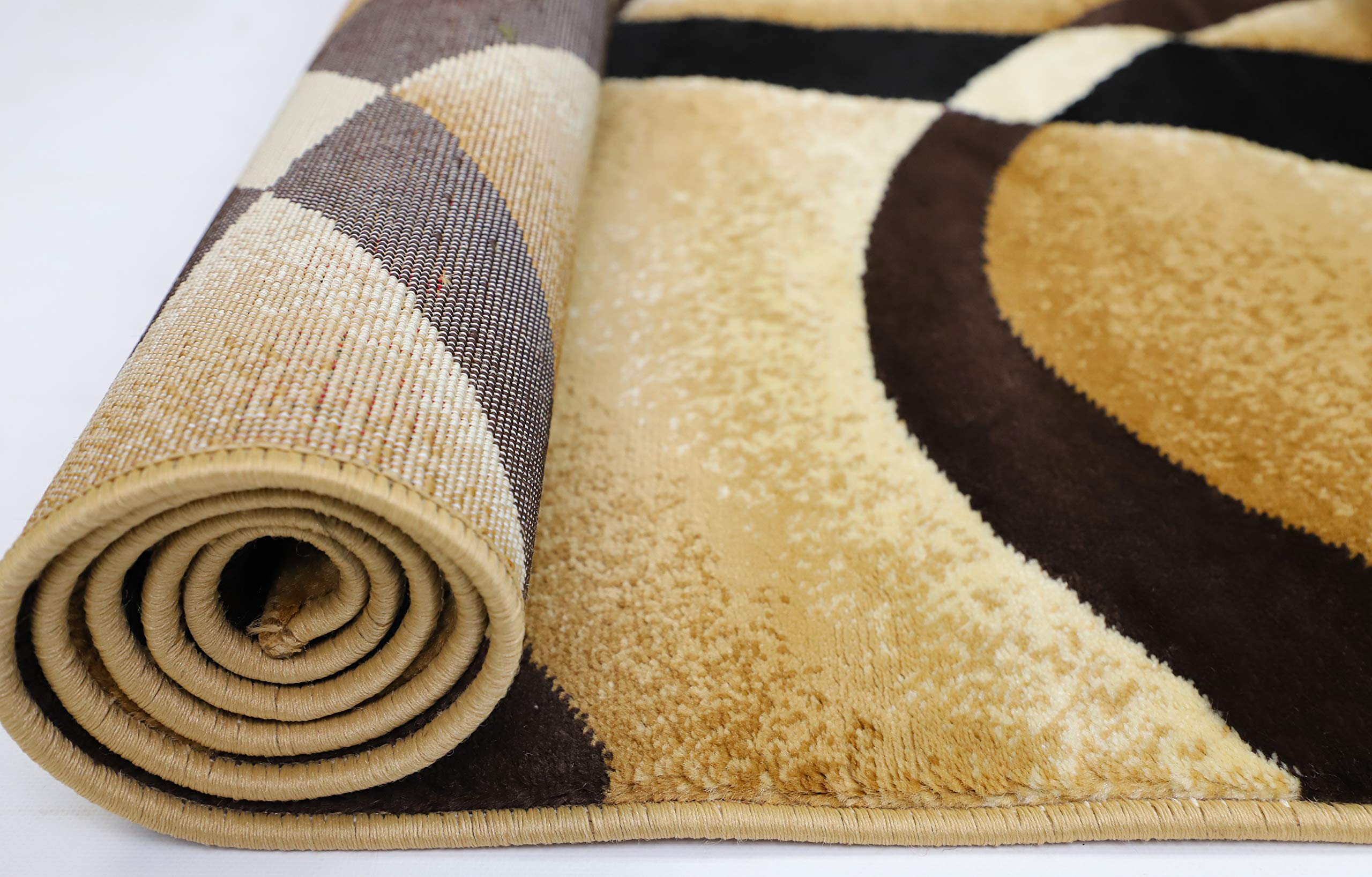 GLORY RUGS Modern 8x10 Brown Swirl Area Rug - Non-Slip Contemporary Carpet for Bedroom, Living Room & Dining Room | Sevilla Collection 4816 | Soft & Durable Floor Covering for Home Decor (8x10 Feet, Brown)