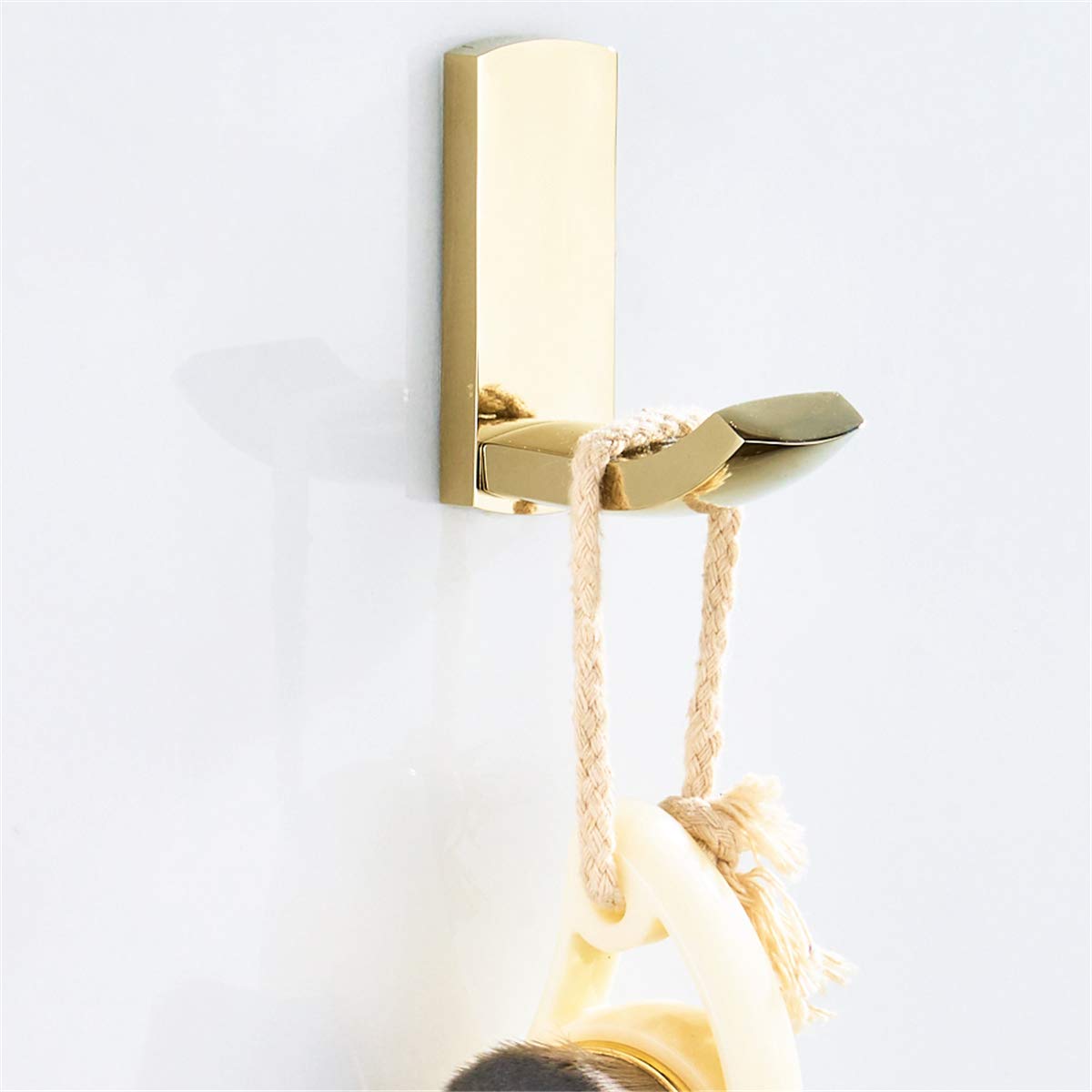 Flybath Brass Wall Mounted Coat Hook - Polished Gold Towel & Robe Hanger for Bathroom, Kitchen, Bedroom - Perfect for Hanging Bathrobes, Towels, and Clothes in Home Decor