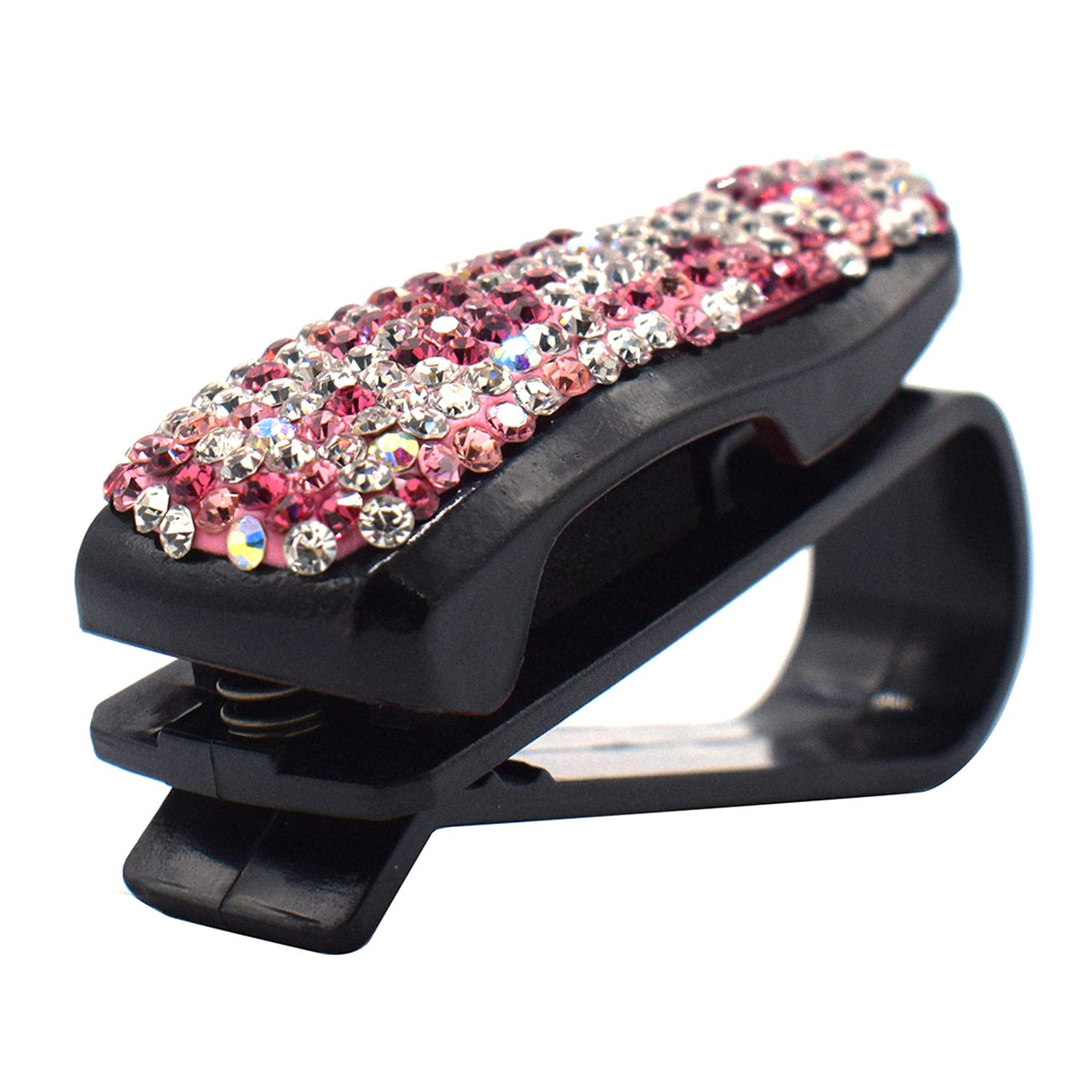 BAWAQAF Diamond Car Accessories - Pink Handmade Glasses Case, Sun Visor Clip & Document Holder for Women | Perfect for Sunglasses Storage, Car Organization & Travel Essentials