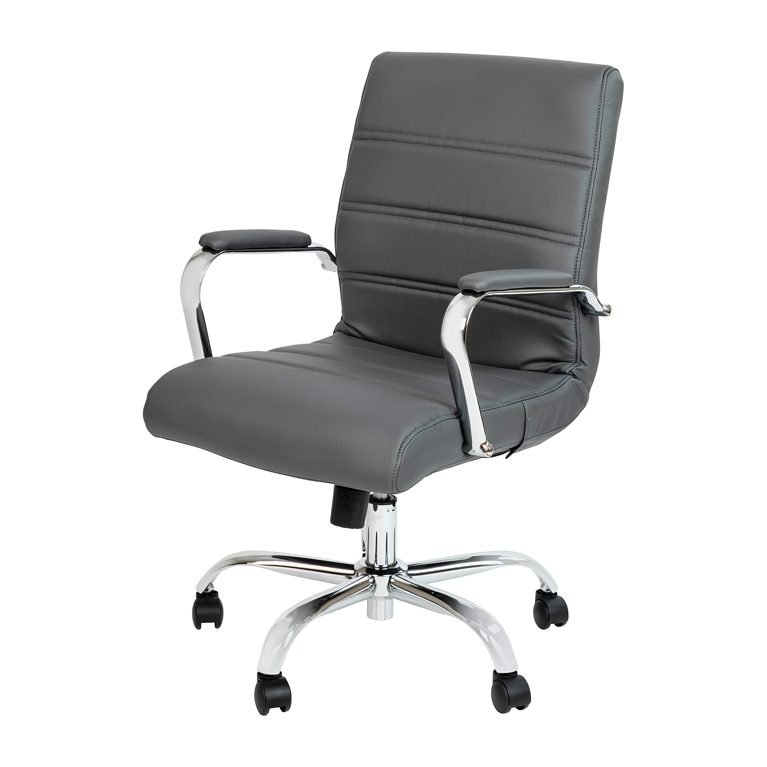 Whitney Mid-Back Swivel Office Chair - Adjustable Height, Padded Seat & Armrests for Home & Office