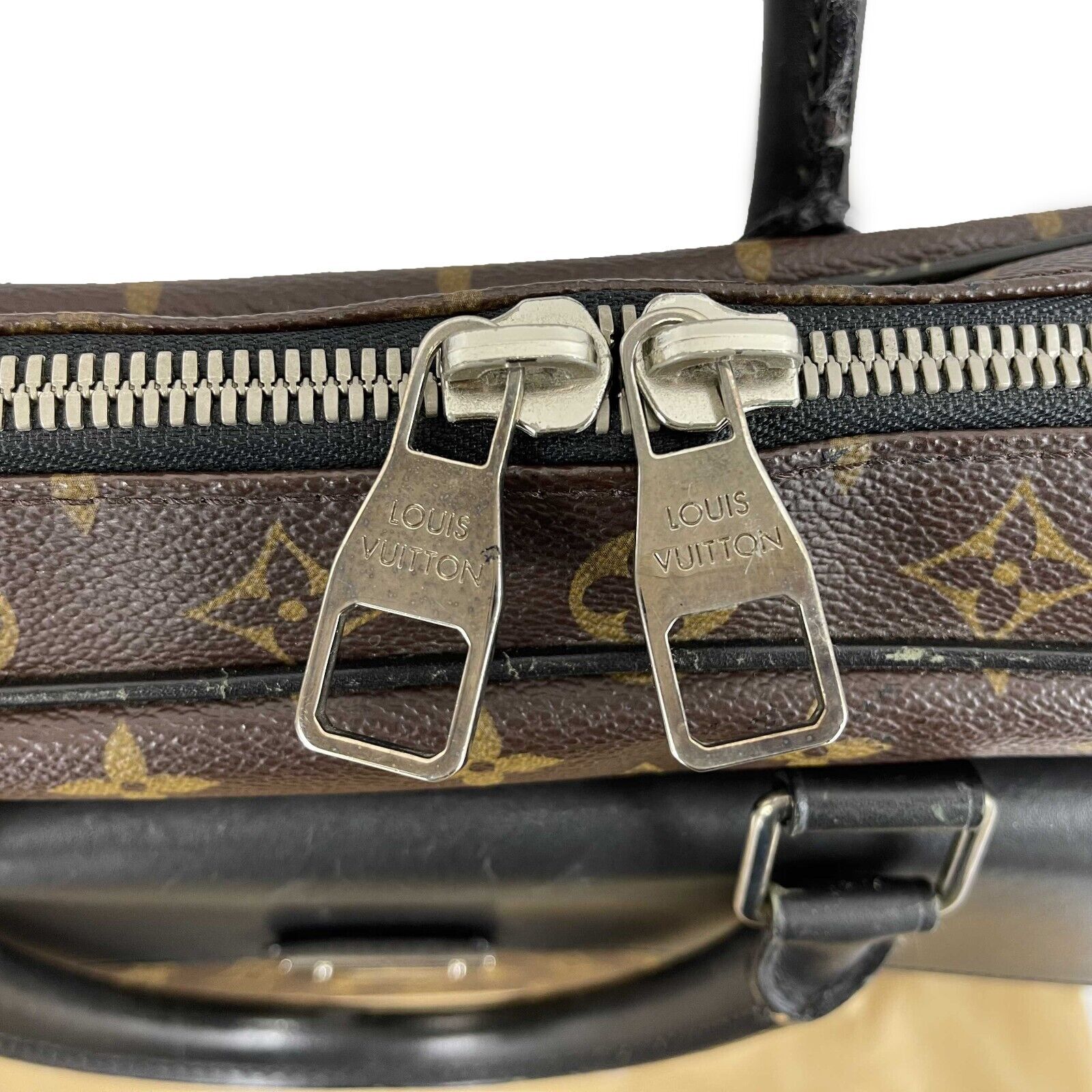 Louis Vuitton Monogram Canvas Briefcase - Macassar Leather Laptop Bag for Business Professionals (Brown/Black) | Stylish Work Bag for Office, Meetings & Business Travel