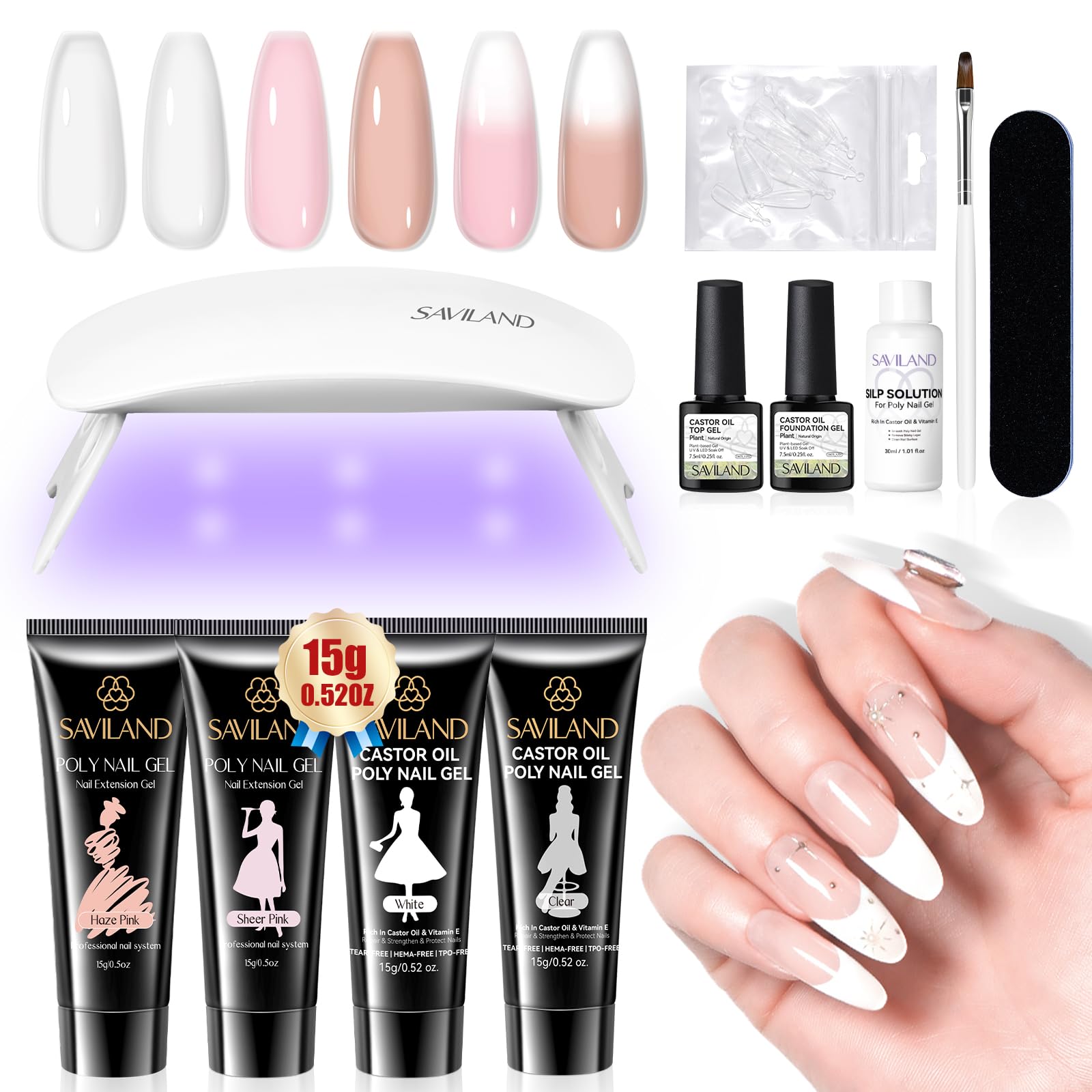 Saviland Poly Nail Gel Kit - Professional Starter Nail Art Supplies for Women | DIY Manicure, Salon-Quality Nails at Home, Perfect for Beginners & Nail Art Enthusiasts