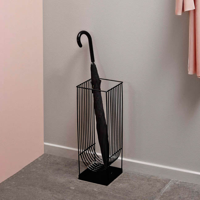 AYTM Curva Modern Black Umbrella Stand - Stylish Entryway Organizer for Home & Office Decor
