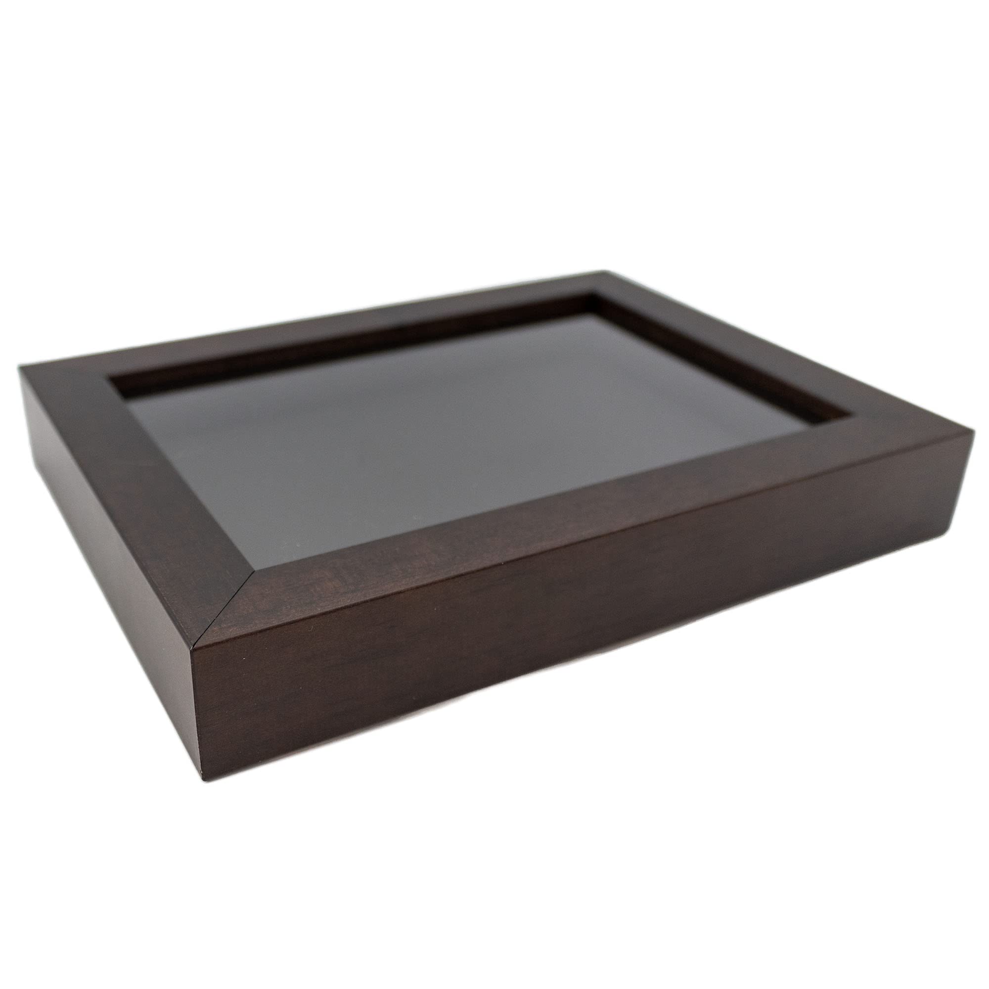 Dark Brown 14x28 Shadow Box Solid Wood Display Frame with Black Acid-Free Backing, UV Protective Acrylic & Hanging Hardware | 3/4