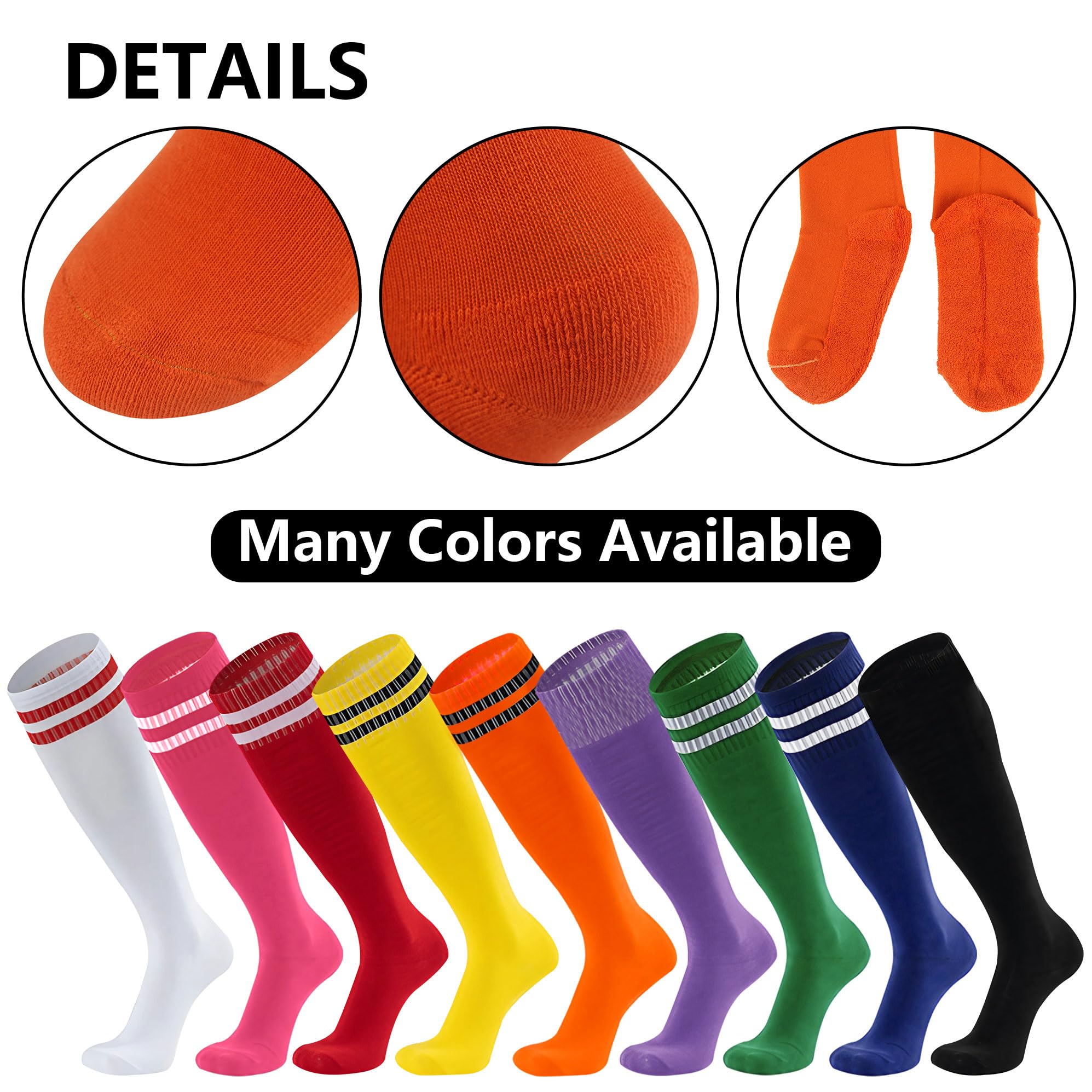 **Youth Soccer Socks - Long Knee High Cushioned Team Socks for Kids | Football, Softball & Baseball | Perfect for Training, Games & Sports Activities**