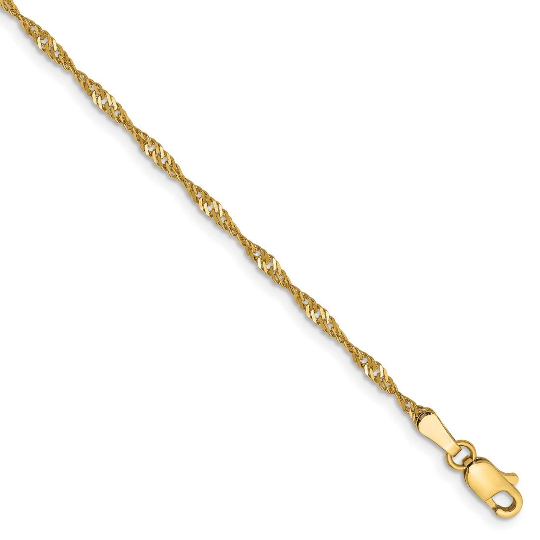 14K Yellow Gold Singapore Chain Necklace, Bracelet or Anklet - Dainty Layering Jewelry for Women - Perfect for Everyday Wear, Gifts & Special Occasions
