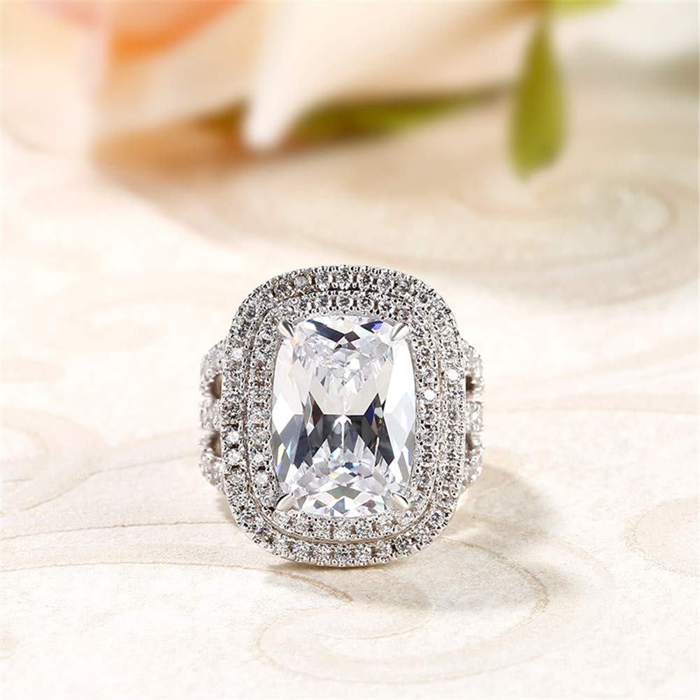 Jeulia 925 Sterling Silver Double Halo Cushion Cut Engagement Ring with Cubic Zirconia - Elegant Wedding, Promise & Anniversary Ring for Women - Perfect Romantic Jewelry Gift for Proposals, Valentine's Day & Special Occasions