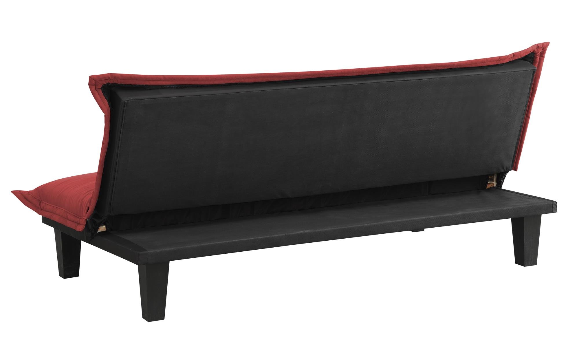 DHP Lodge Convertible Futon Couch Bed - Microfiber Upholstery with Wooden Legs, Red | Space-Saving Sleeper Sofa for Small Apartments, Guest Rooms & Dorm Living