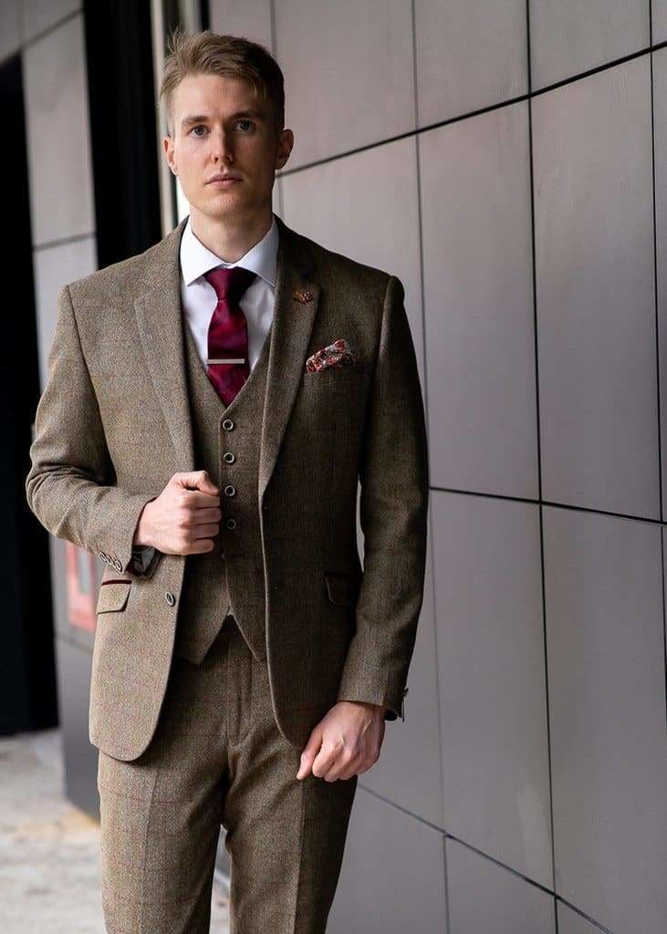 Cavani Gaston Sage Men's 3 Piece Suit - Premium Slim Fit Business Suit for Weddings, Interviews & Formal Events