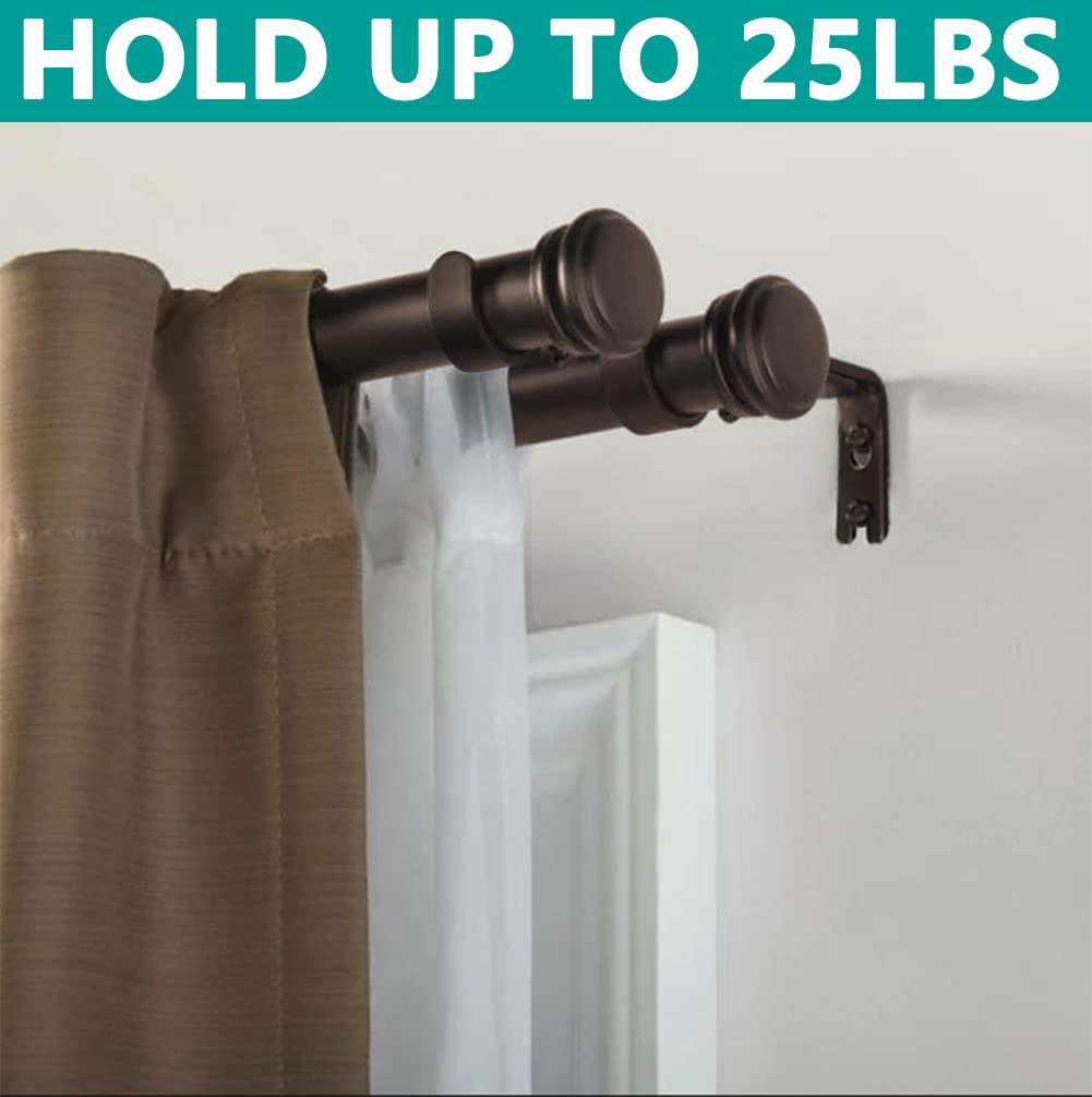 Heavy Duty Double Curtain Rod Brackets - 10 Pack Bronze Wall Mount Hooks for 1 5/8 Inch Drapery Rods | Durable Metal Window Hardware | Perfect for Living Room, Bedroom & Home Decor