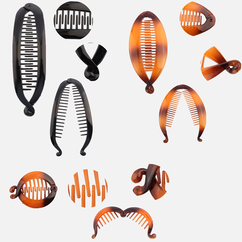 18 Pieces Large Double Comb Fishtail Banana Clips for Thick Hair and Ponytails - Classic Hair Clips for Women and Girls - Perfect for School, Work, Parties and Everyday Styling