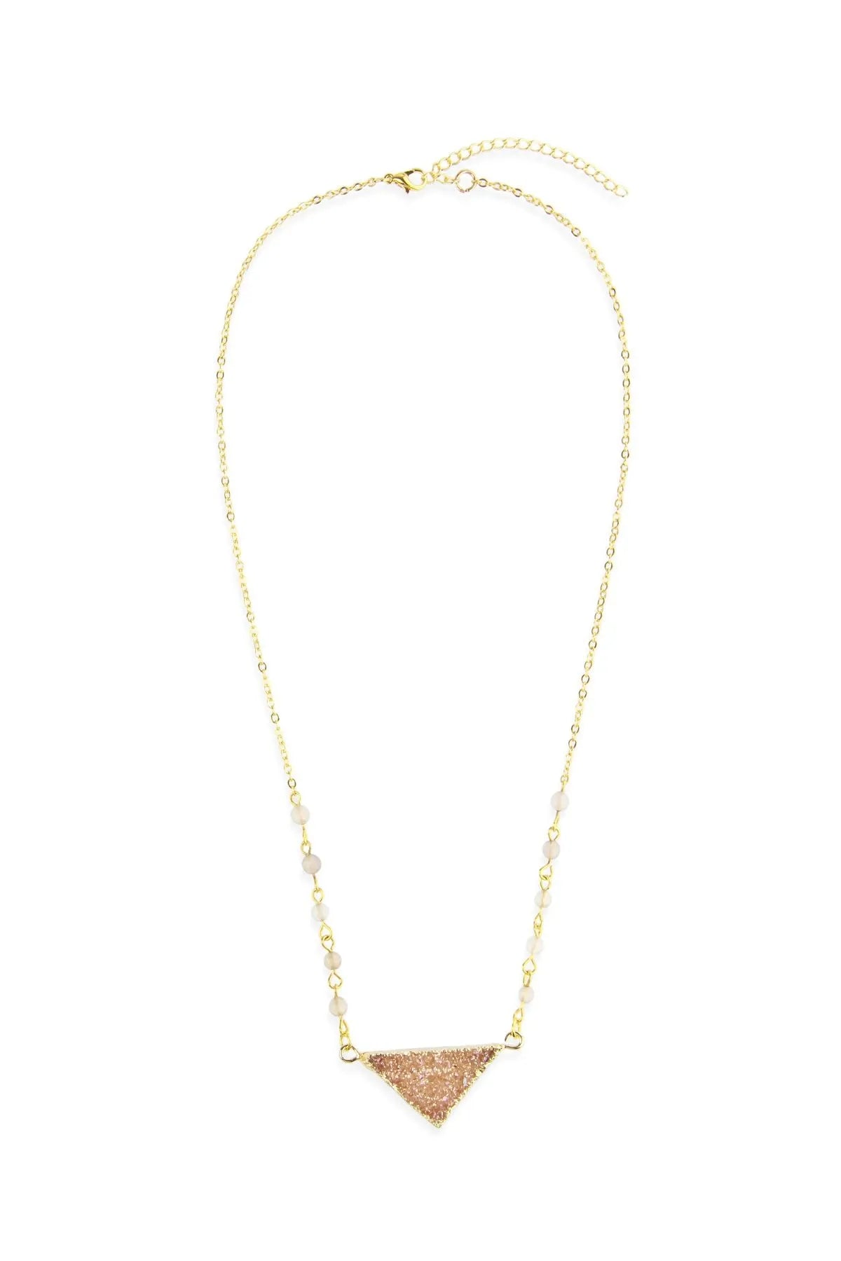 Druzy Triangle Pendant Necklace for Women - Elegant Boho Crystal Jewelry for Everyday Wear & Special Occasions