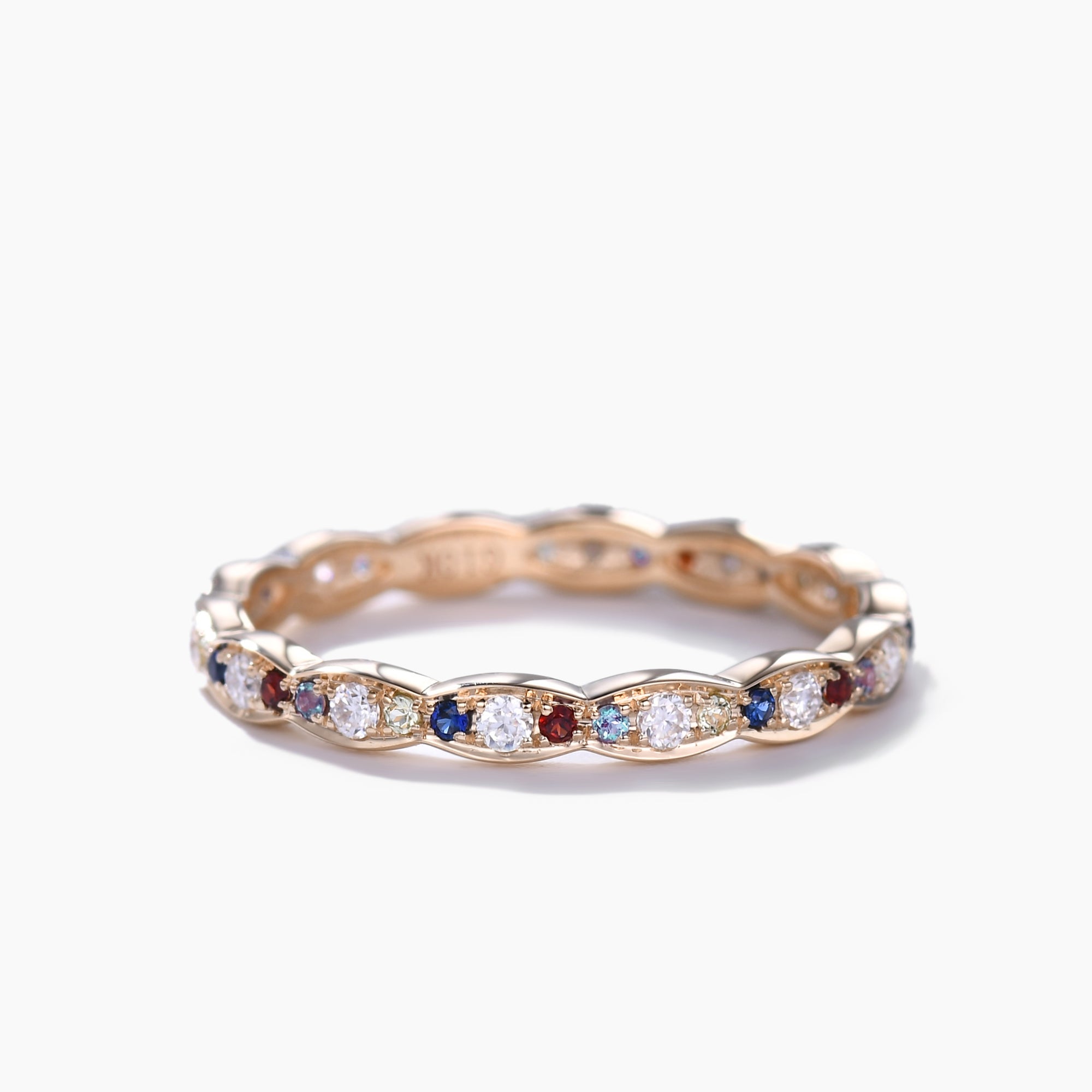 Exquisite Diamond & Yellow Gold Wedding Band - Multi-Gemstone Full Eternity Ring for Women | Perfect for Anniversaries, Engagements & Bridal Jewelry