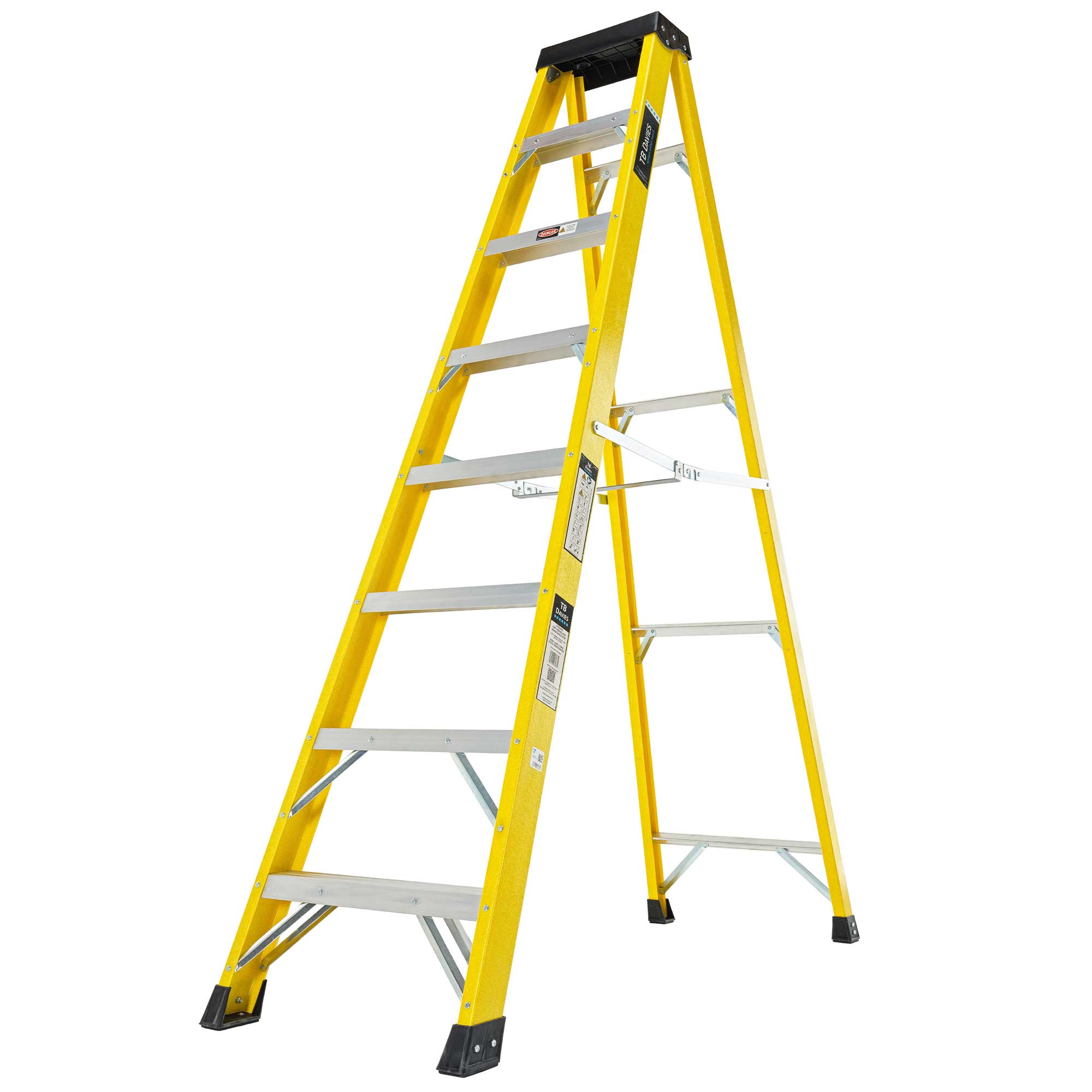 INSUL8 S Fiberglass Professional Swingback Step Ladder - Heavy Duty Insulated Ladder for Electricians & Contractors - Perfect for Construction, Maintenance & Home Use