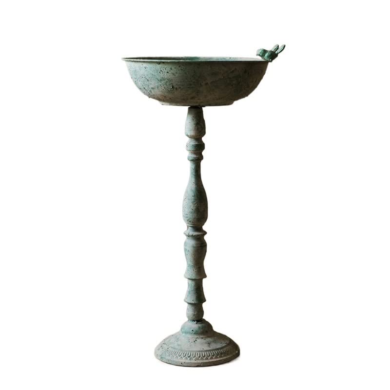 Vintage Metal Handcrafted Flower Pot - Antique Retro Bird Feeder Style Decorative Planter for Home & Garden Decor | Indoor/Outdoor Plant Container | Perfect for Windowsills, Patios, and Gift Giving (Green)