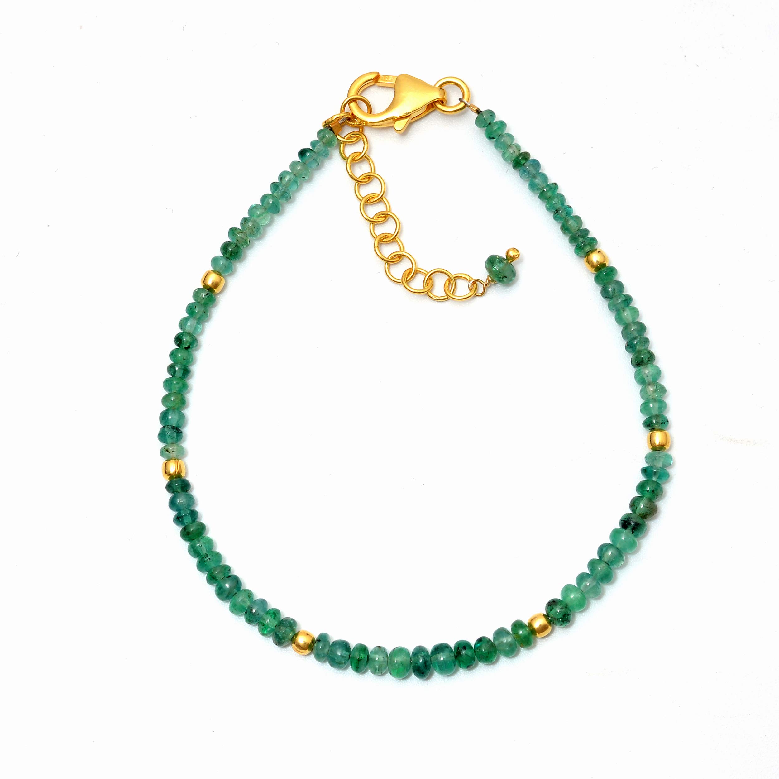 Emerald Beaded Bracelet for Women - Natural Green Gemstone Rondelle Beads Jewelry, Elegant Statement Bracelet for Daily Wear, Gift for Her, Birthday, Anniversary, Wedding