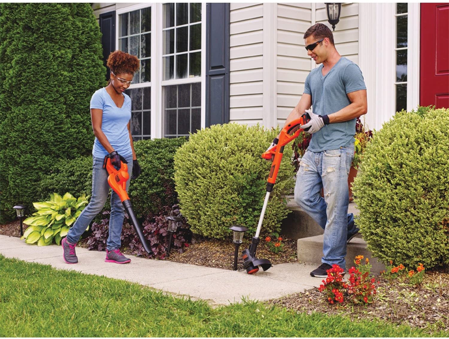 BLACK + DECKER 20V Max Cordless Grass Trimmer & Sweeper Combo Kit - Refurbished with Full Warranty (LCC221) - Perfect for Lawn Care, Yard Maintenance & Landscaping