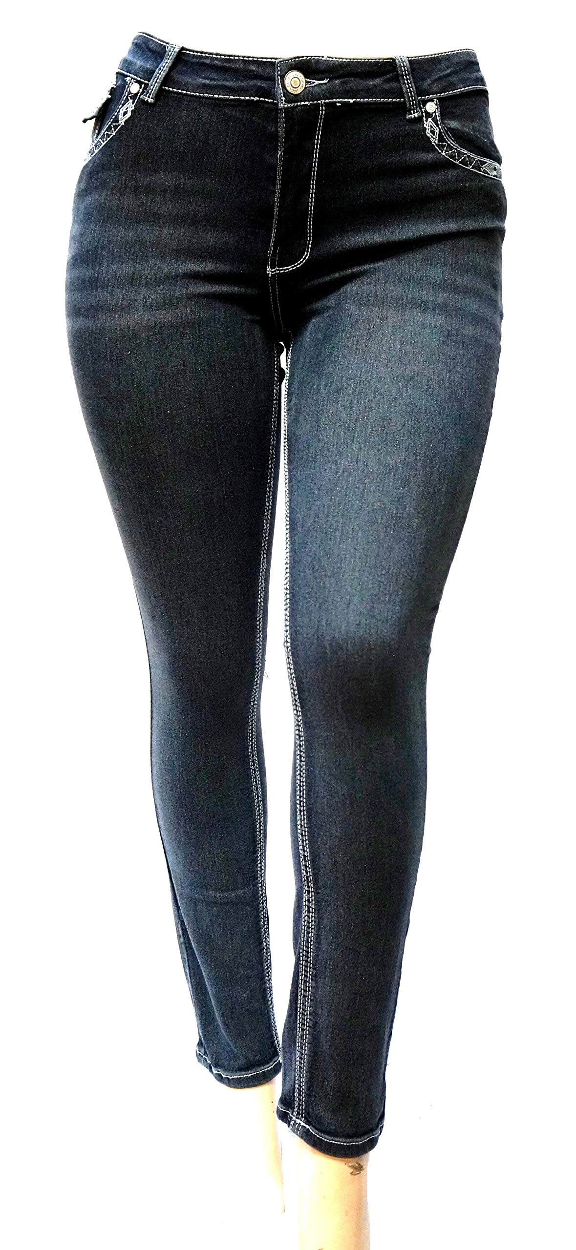 Jack David Women's Plus Size Stretch Denim Jeans - Blue/Black, Curvy Fit, Flap Pocket, Skinny/Bootcut/Cargo Styles - Perfect for Casual Wear, Work & Night Out