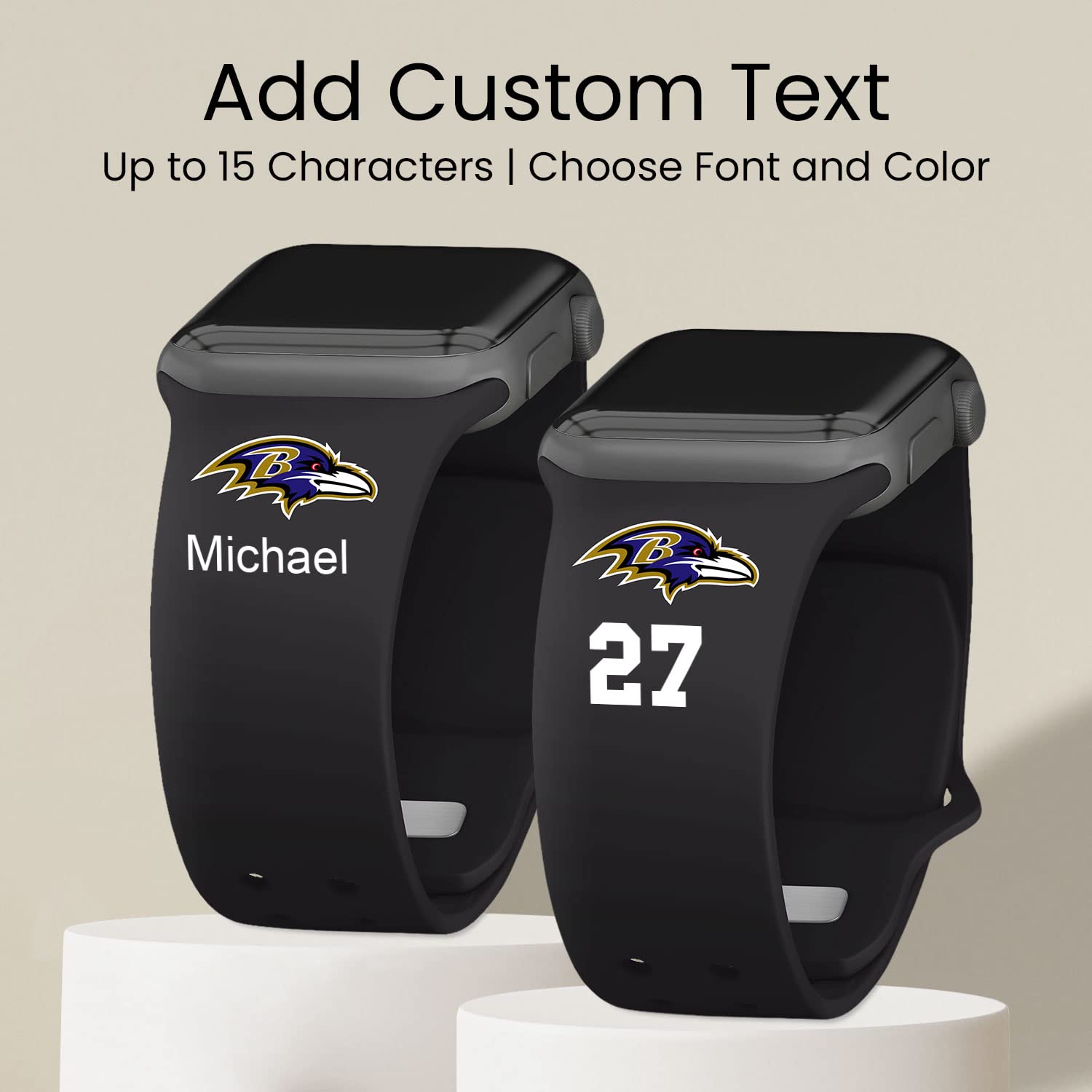 Custom Baltimore Ravens Apple Watch Band - Premium HD Game Time Sports Strap for Series 1/2/3/4/5/6/7/8/SE - Perfect for Football Games, Workouts & Everyday Wear