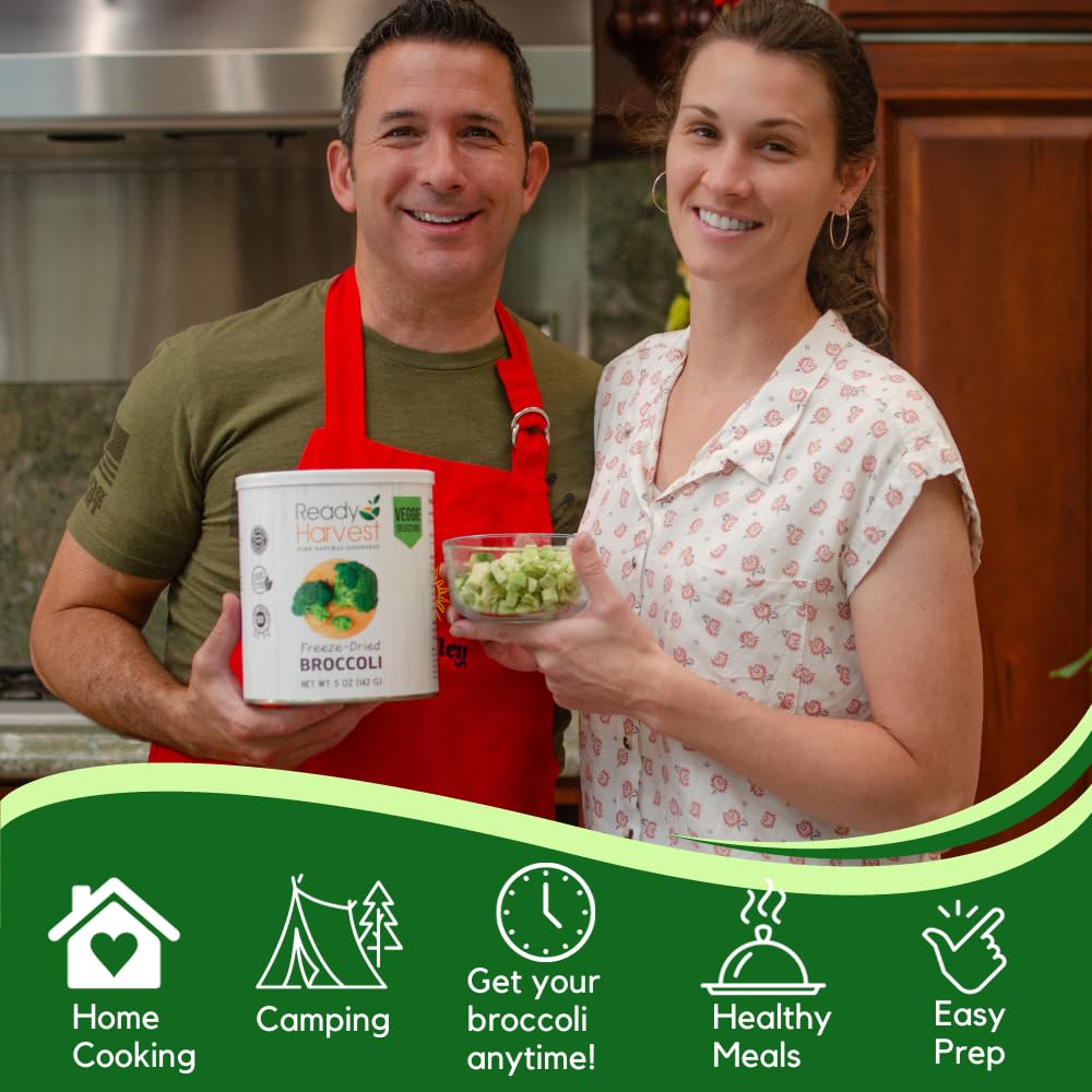 Premium Freeze-Dried Broccoli Florets - 5.9oz #10 Can | Emergency Food Supply, Survival Food with 25-Year Shelf Life | Pantry Staples for Camping, Hiking & Natural Disasters