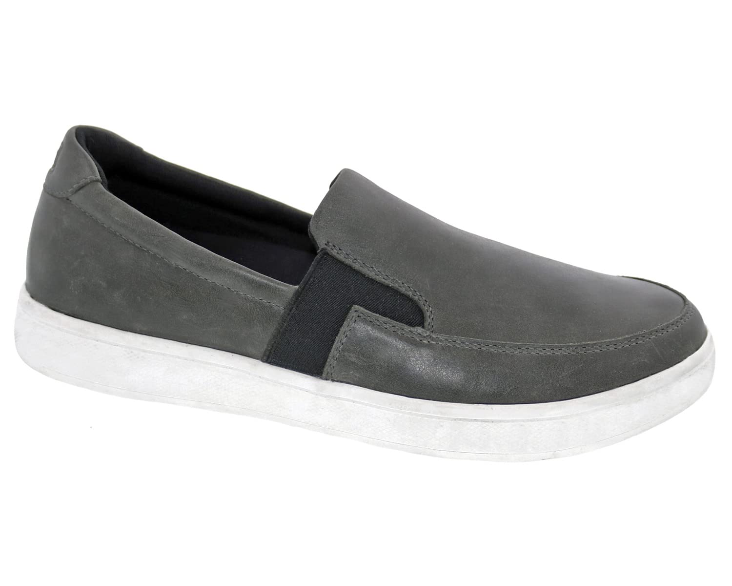 Drew Men's Comfortable Leather Slip-On Sneakers with Arch Support - Extra Depth Casual Shoes for Walking, Travel & Everyday Wear