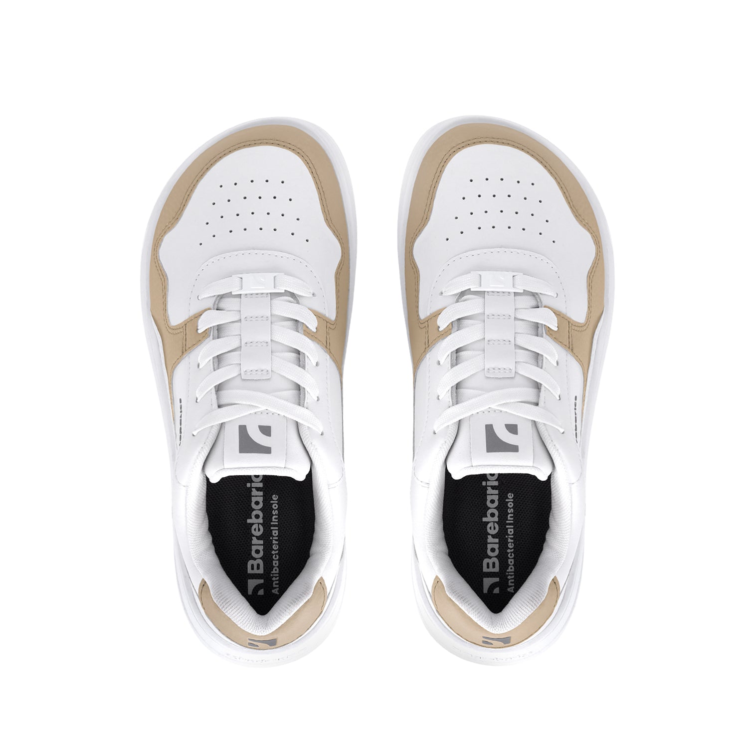 Barefoot Sneakers for Women - Barebarics Zing White & Cream Leather Minimalist Shoes | Comfortable & Flexible for Running, Walking & Everyday Wear