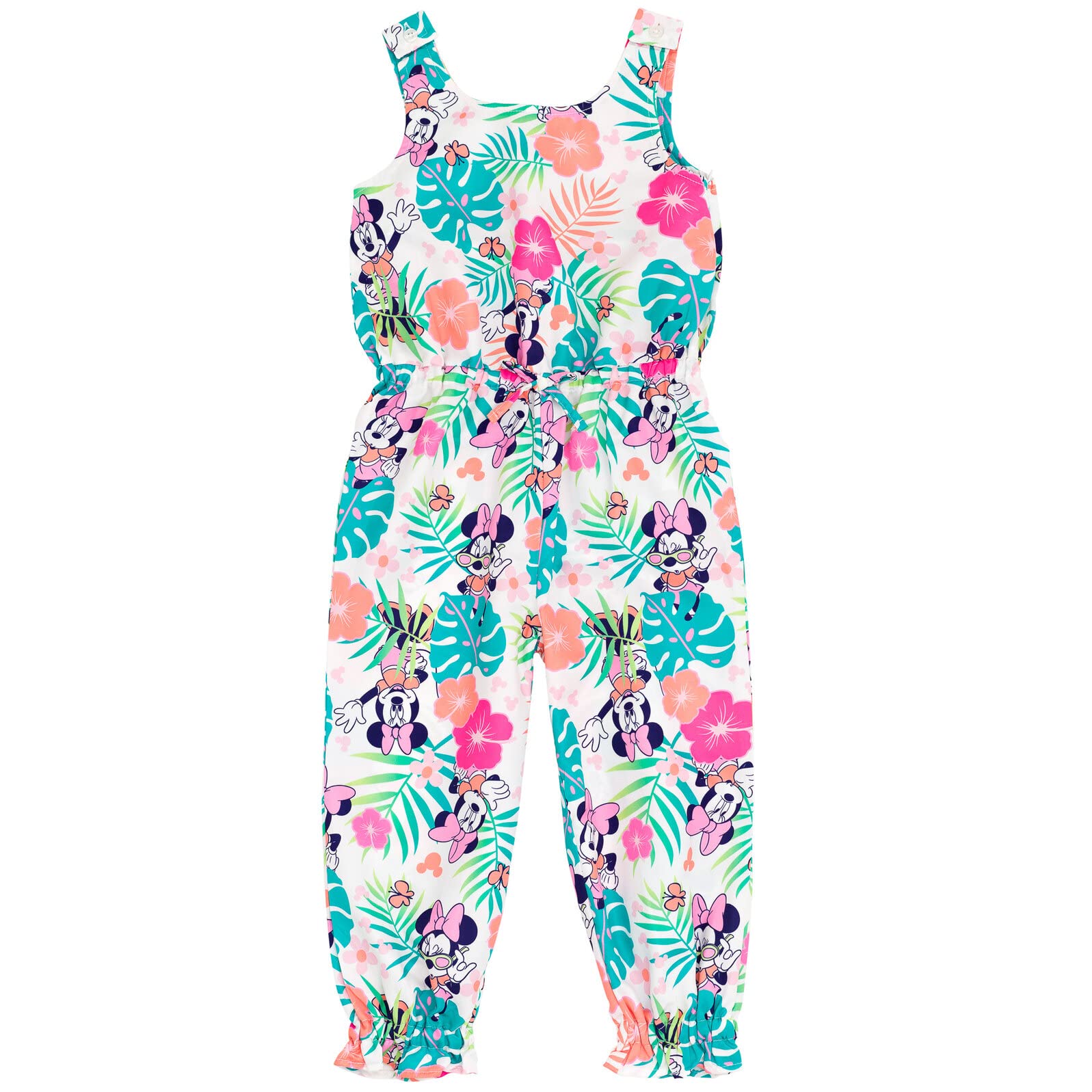 Disney Mickey Mouse & Minnie Mouse Girls' Sleeveless Romper Jumpsuit - Cute Toddler to Big Kid Outfit for Summer Playdates, Beach & Birthday Parties