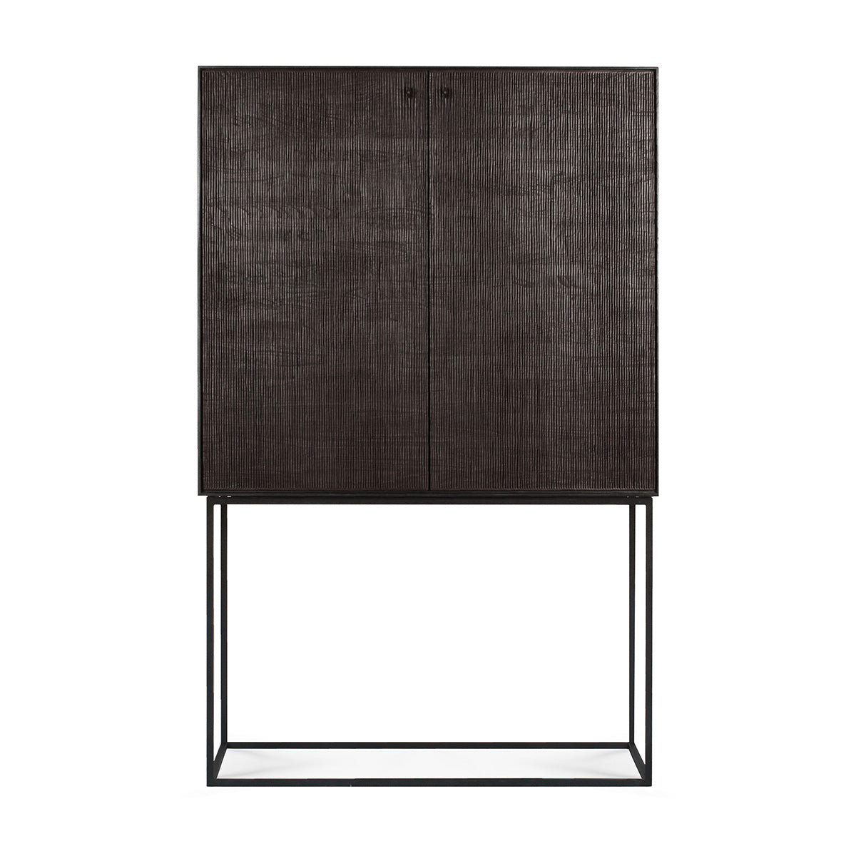 2 Door & 2 Drawer Cupboard with Grooves - Solid Wood Storage Cabinet for Living Room, Bedroom, or Office Organization